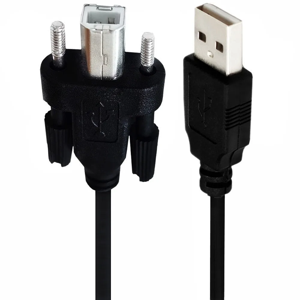 USB 2.0 Printer Cable – USB A Male to USB B Male Screw Panel Mount Cable