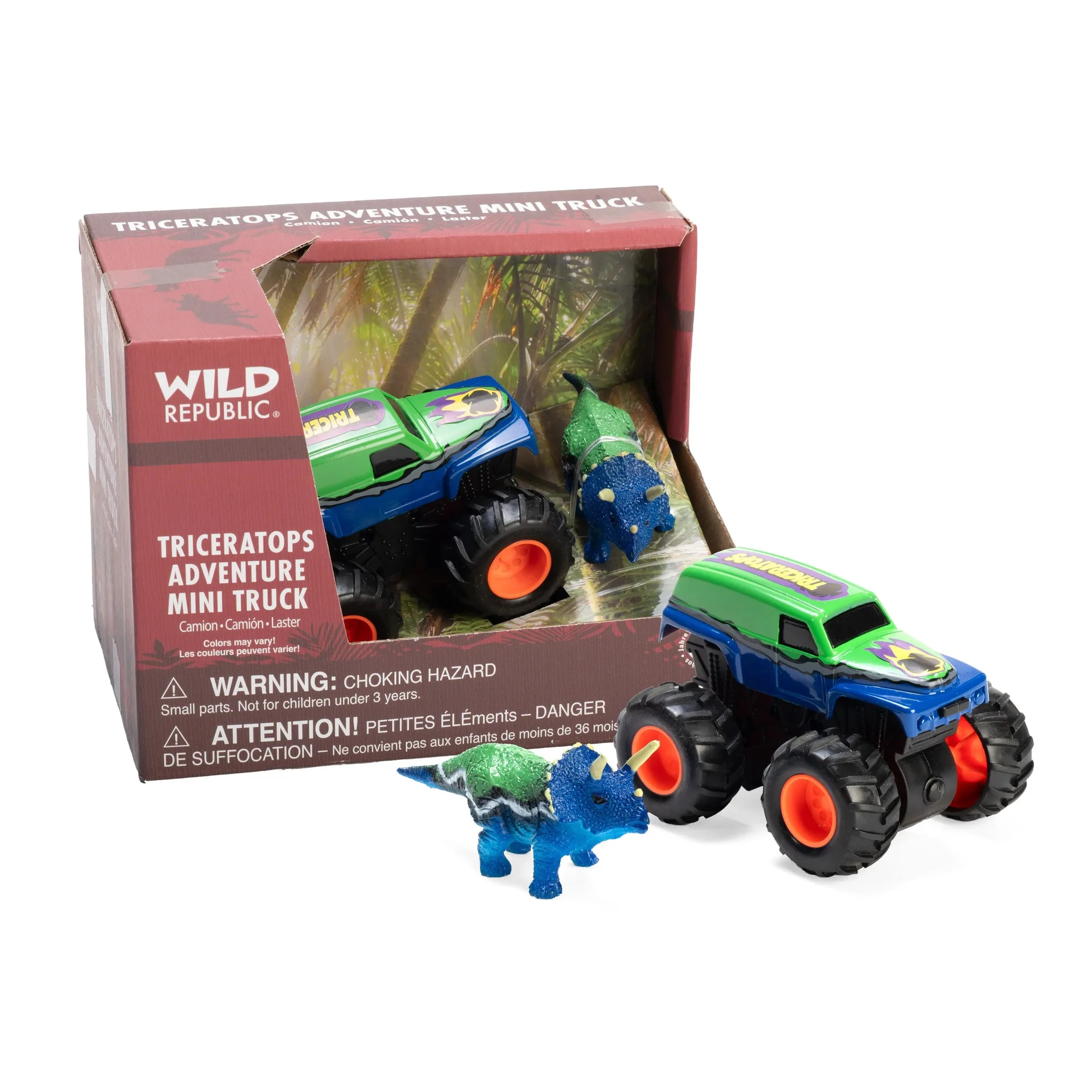 مجموعة ألعاب الحركة Adventure Mini Truck Triceratops - 4 بوصات