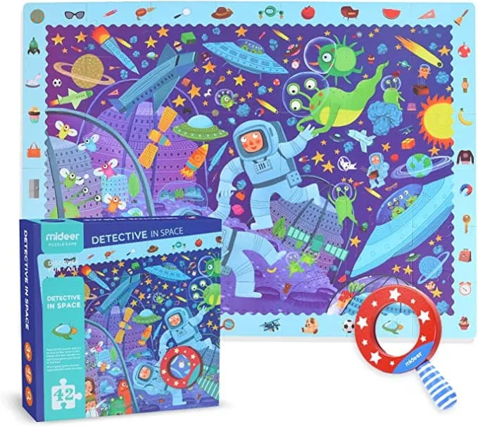 Puzzle détective dans l'espace : jeu d'images cachées
