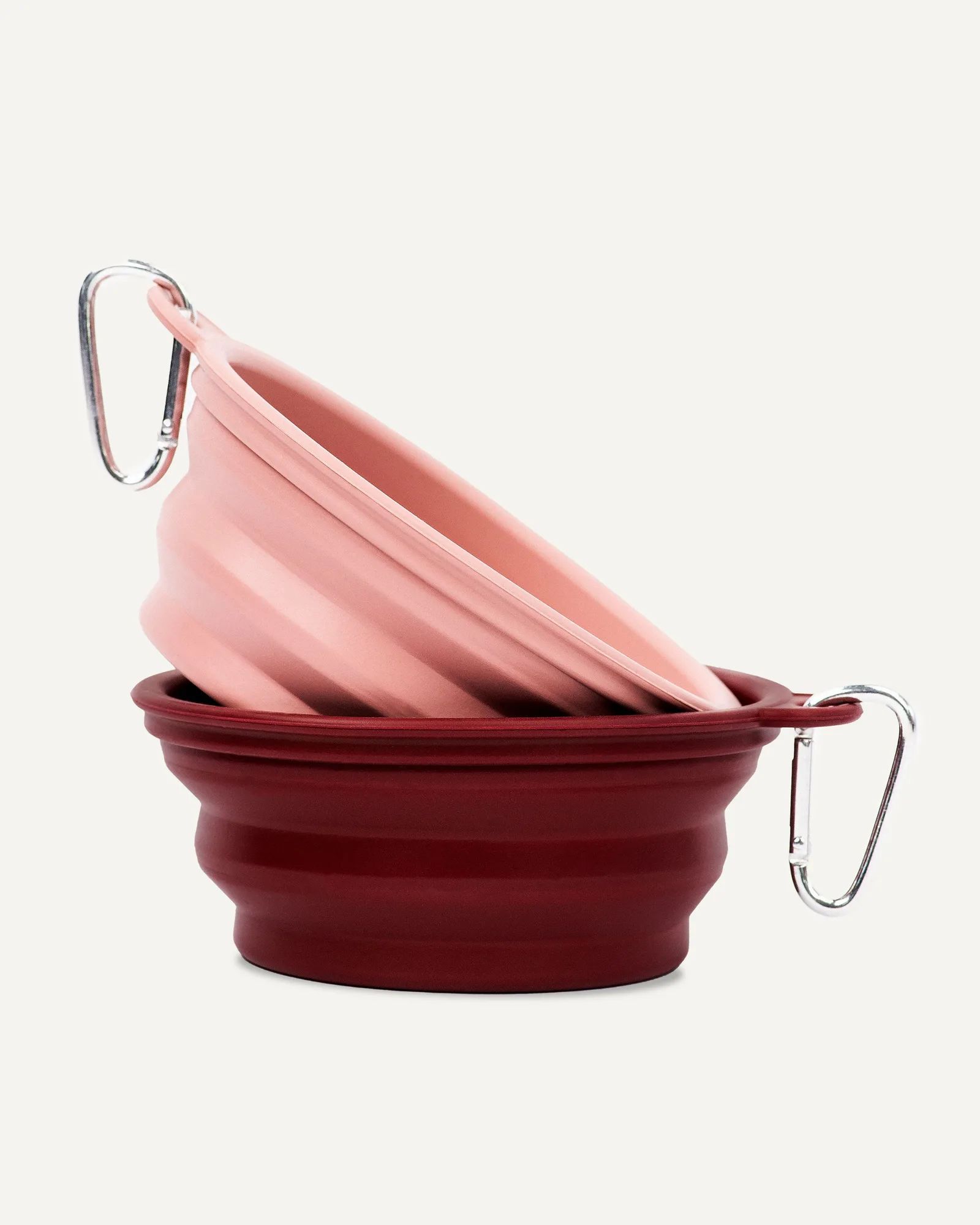 Premium Travel Dog Bowl Set Maroon Red & Pink
