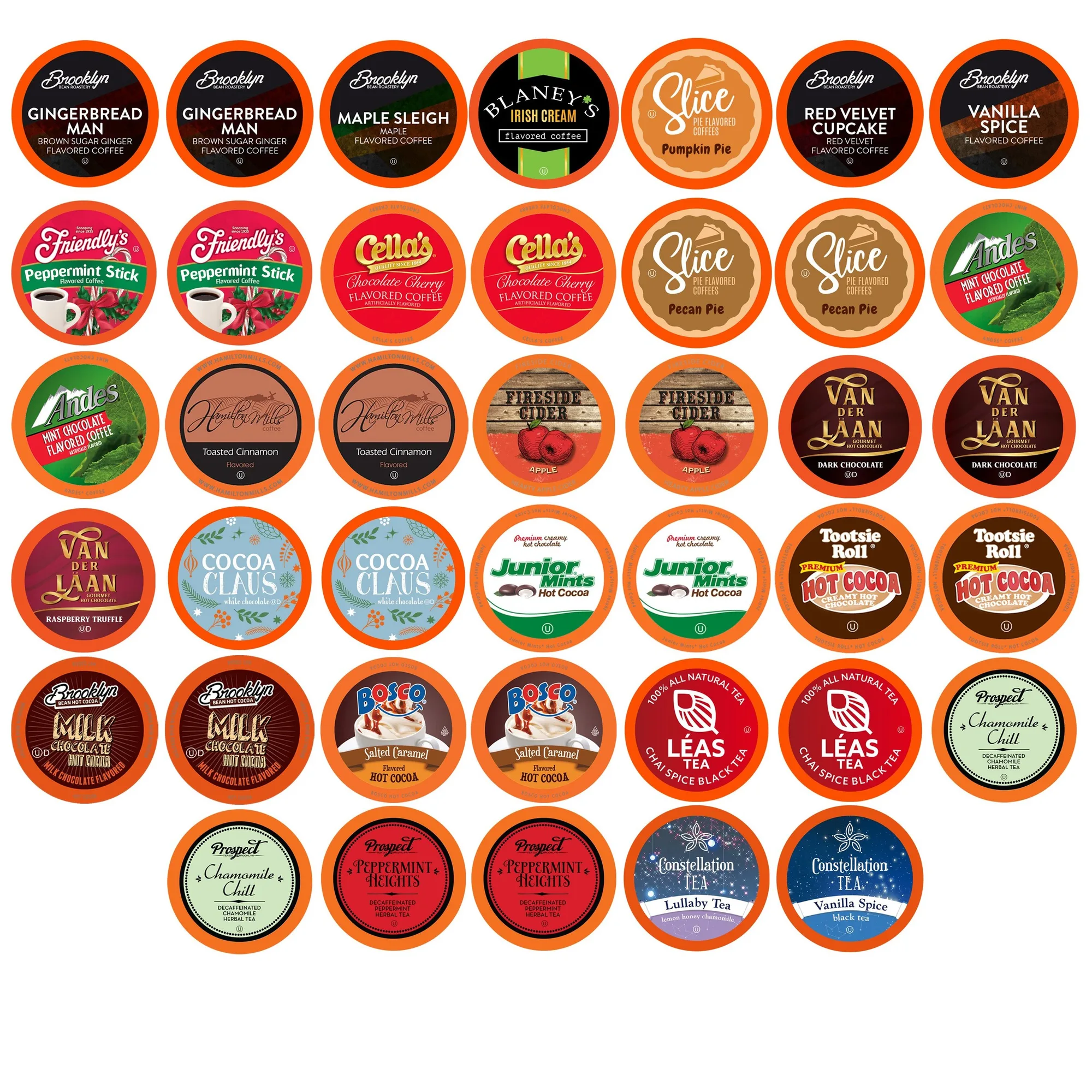 Guía de sabores de cápsulas variadas Two Rivers Coffee para fiestas