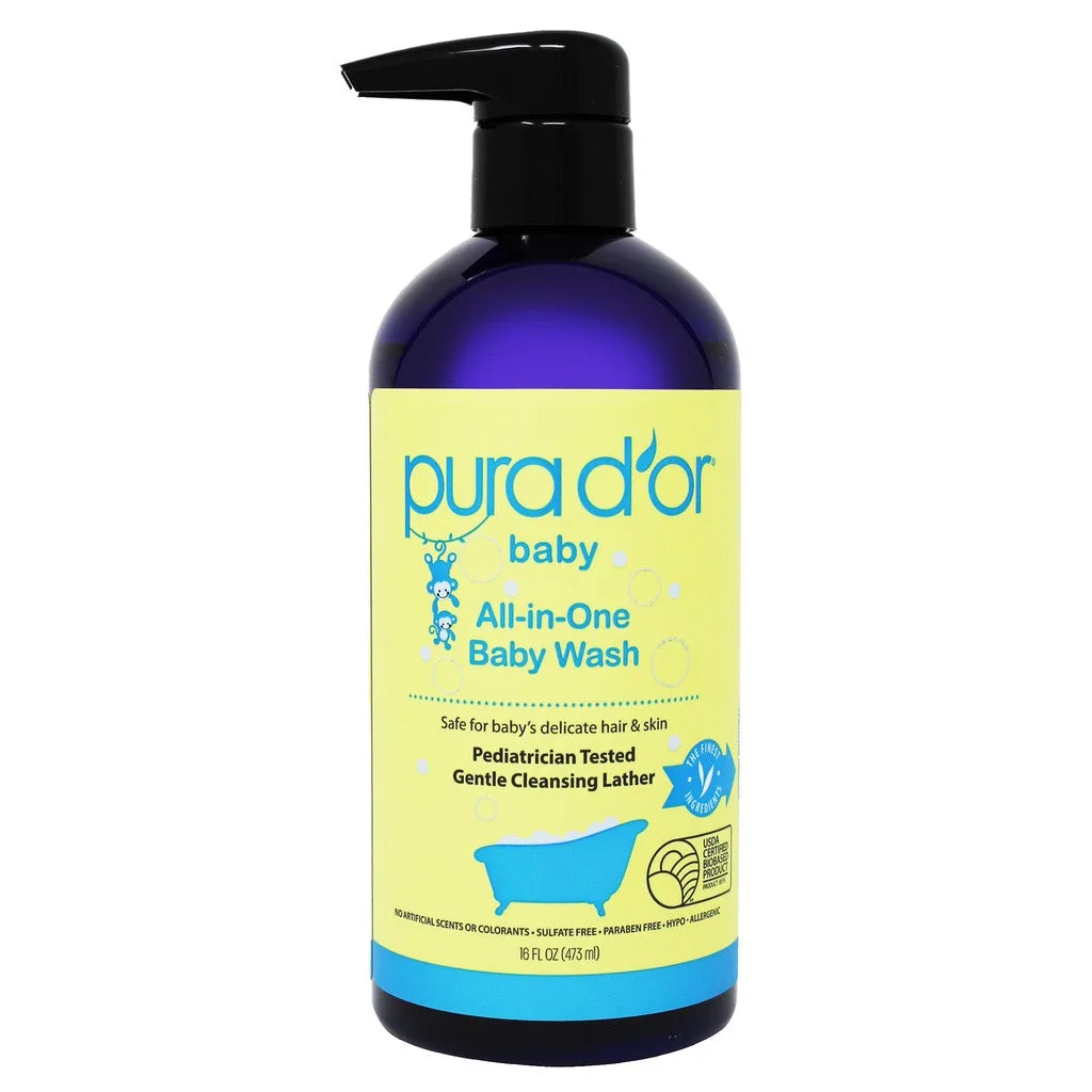 PURA D’OR All-in-One Baby Wash 16 oz ( tear-free formula )
