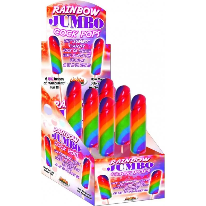 Hott Products Jumbo Rainbow Cock Pops 6 Piece Display