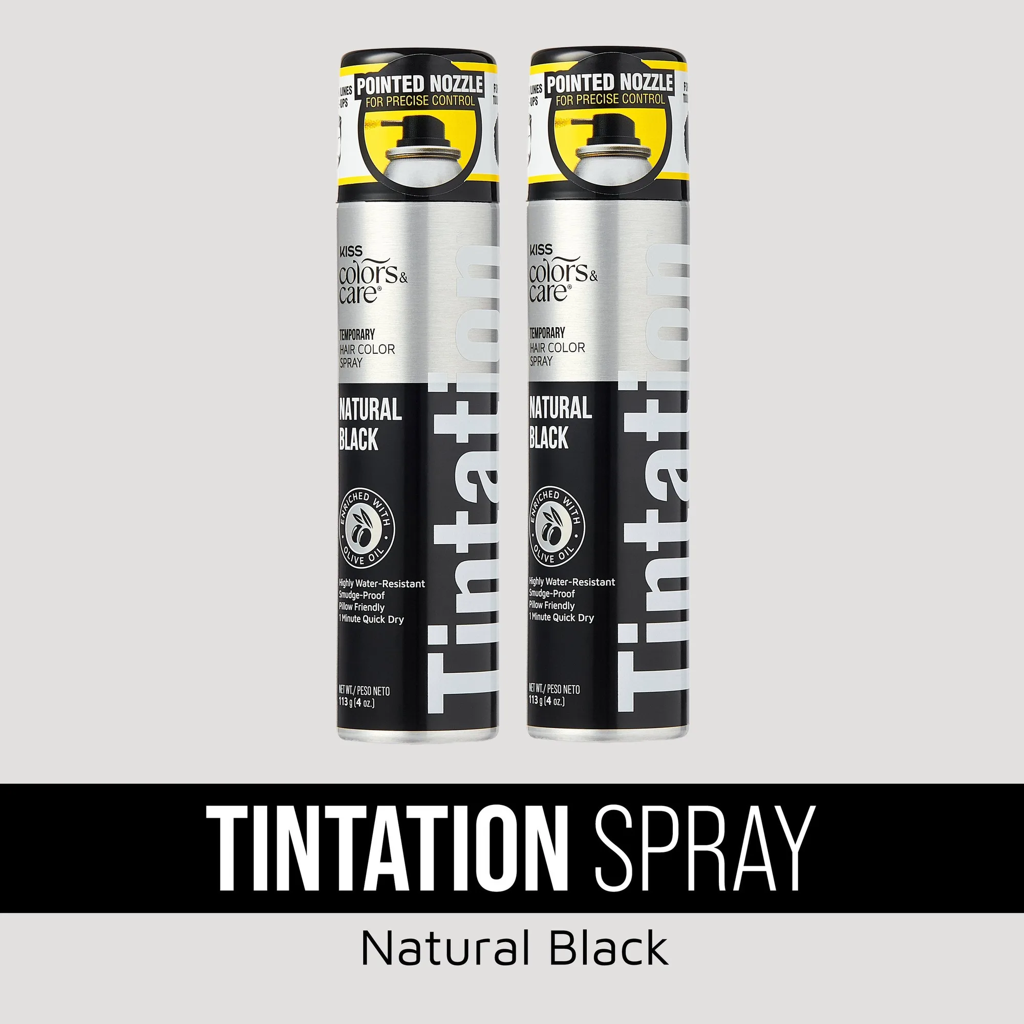 Kiss Colors & Care Tintation Spray Natural Black Bundle - 2 Pack