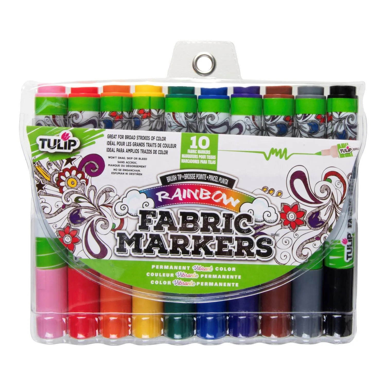 Tulip Brush-Tip Fabric Markers Rainbow 10 Pack