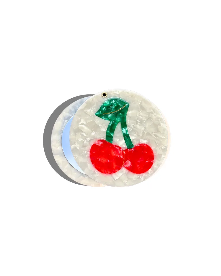 Hand-painted Cherry Compact Mirror