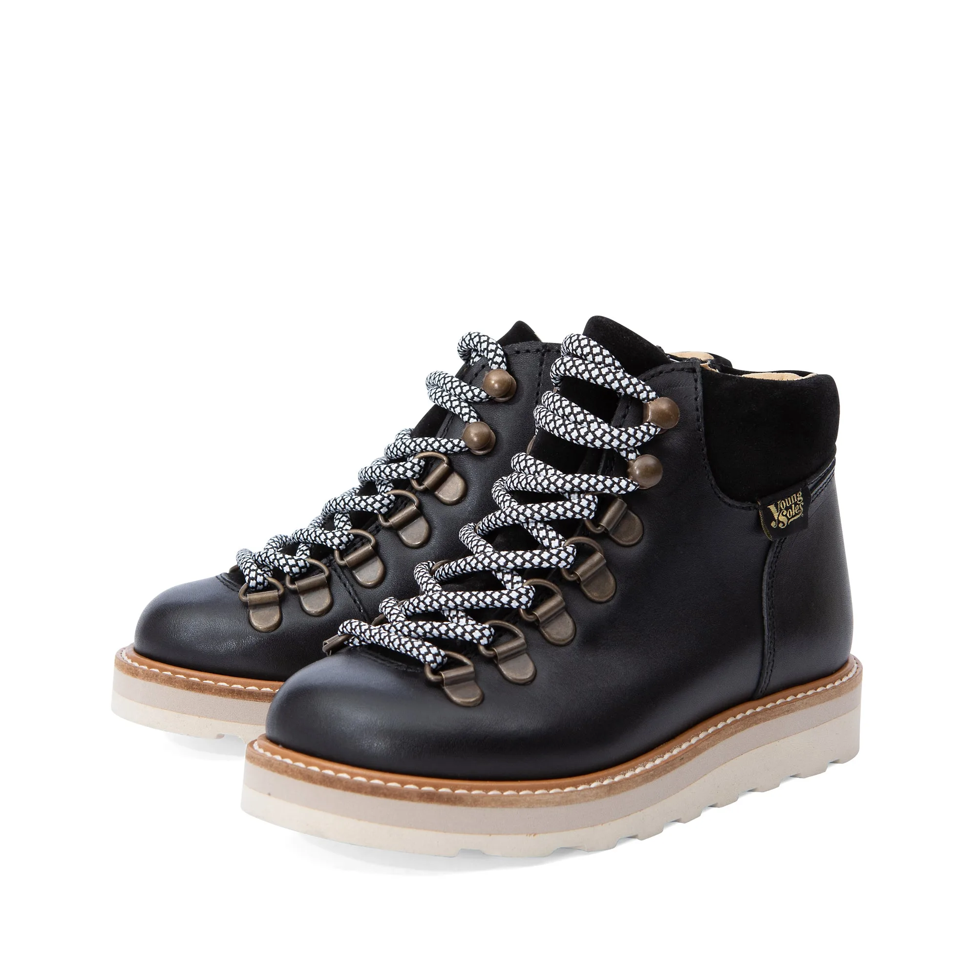 Eddie Ankle-High Hiking Kids Boot - Black Leather