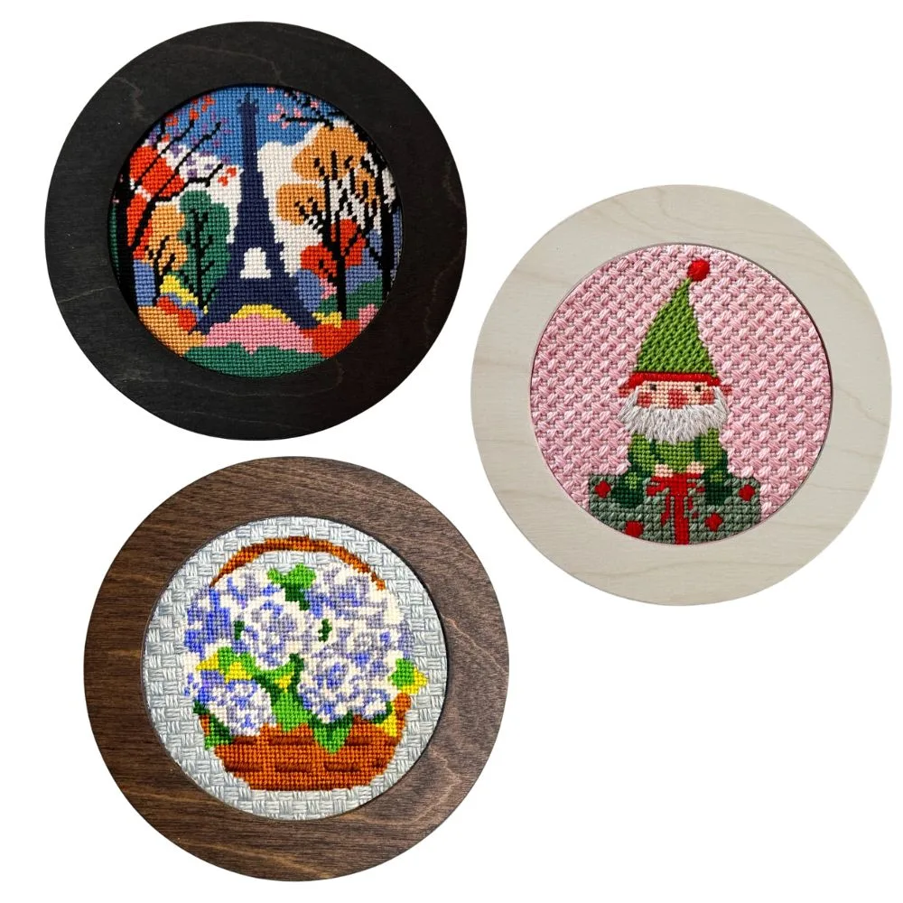 Needlepoint Circle Frame | 3 Colors