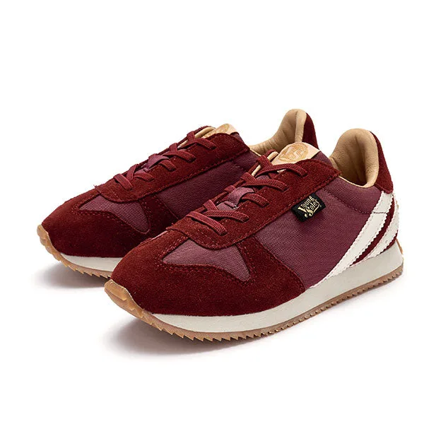 Keegan Kids Retro Runner Trainer - Ruby Textile and Suede