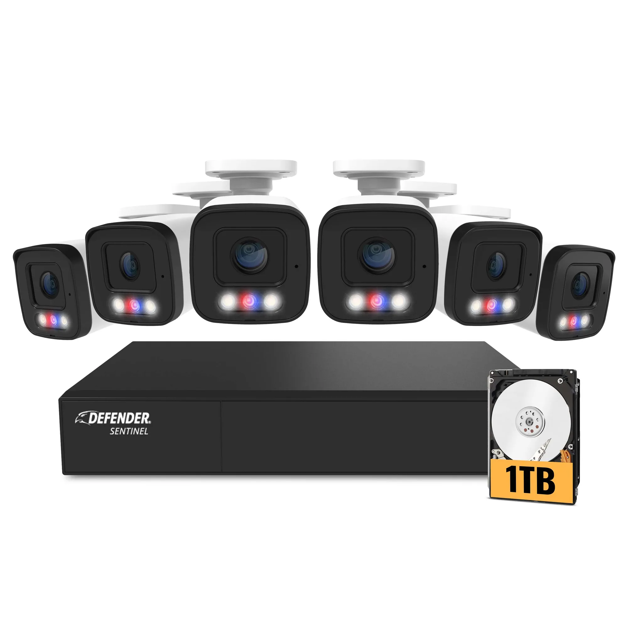 AI POWERED Sentinel 4K Ultra HD Wired 8 Channel PoE NVR Security System, 6 Metal Cameras & 1TB HDD