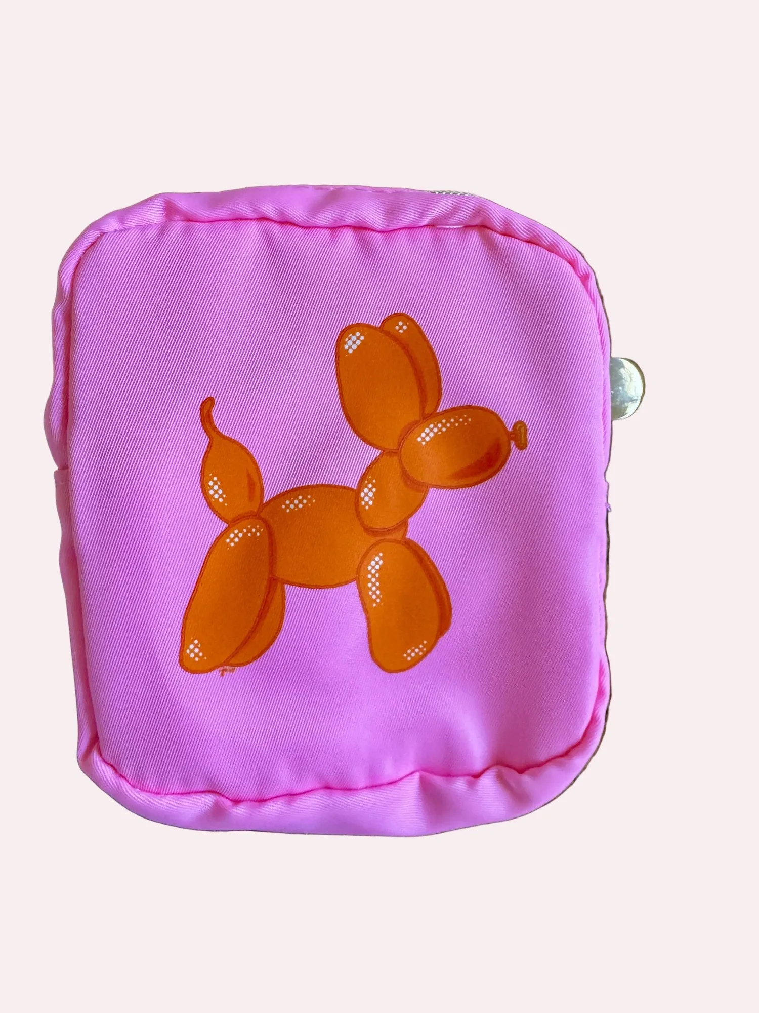 Orange Balloon Dog Mini Zipper Pouch – Bubble Gum Pink Cosmetic & Accessory Bag