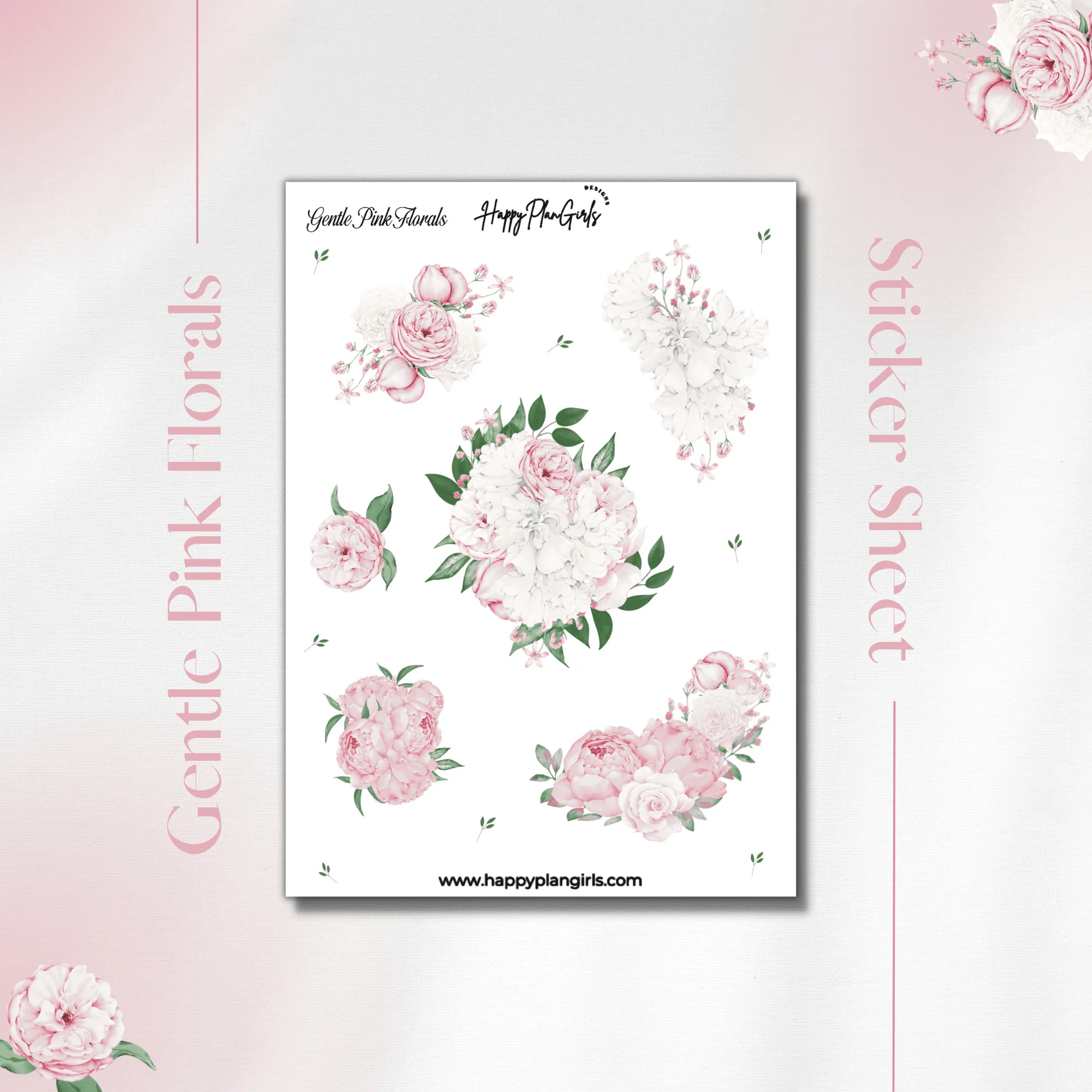 Gentle Pink Florals Sticker Sheet