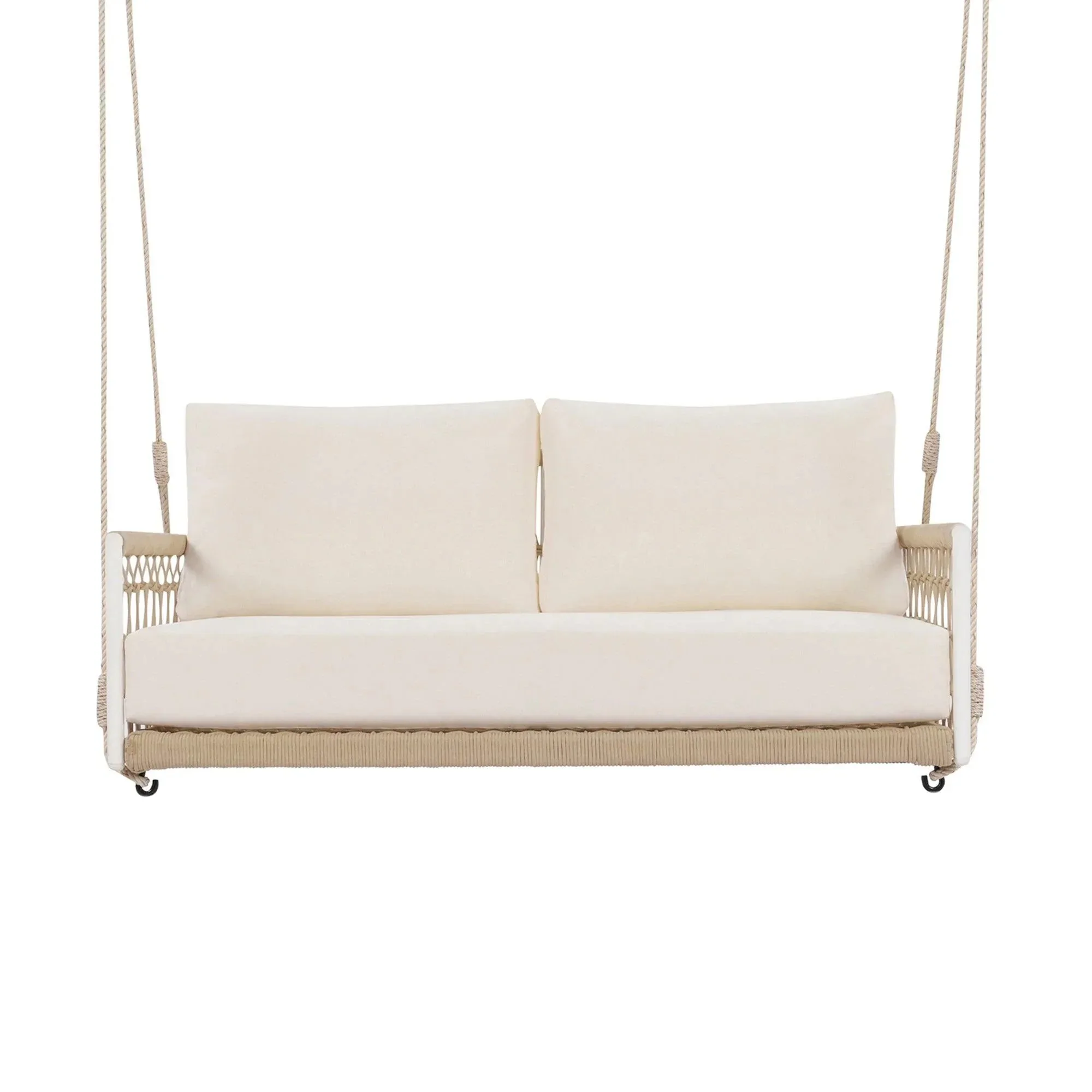 1-Piece Woven Rope Outdoor Swing Sofa with Soft Cushions Seating 2 for Patio, Courtyard and Balcony
