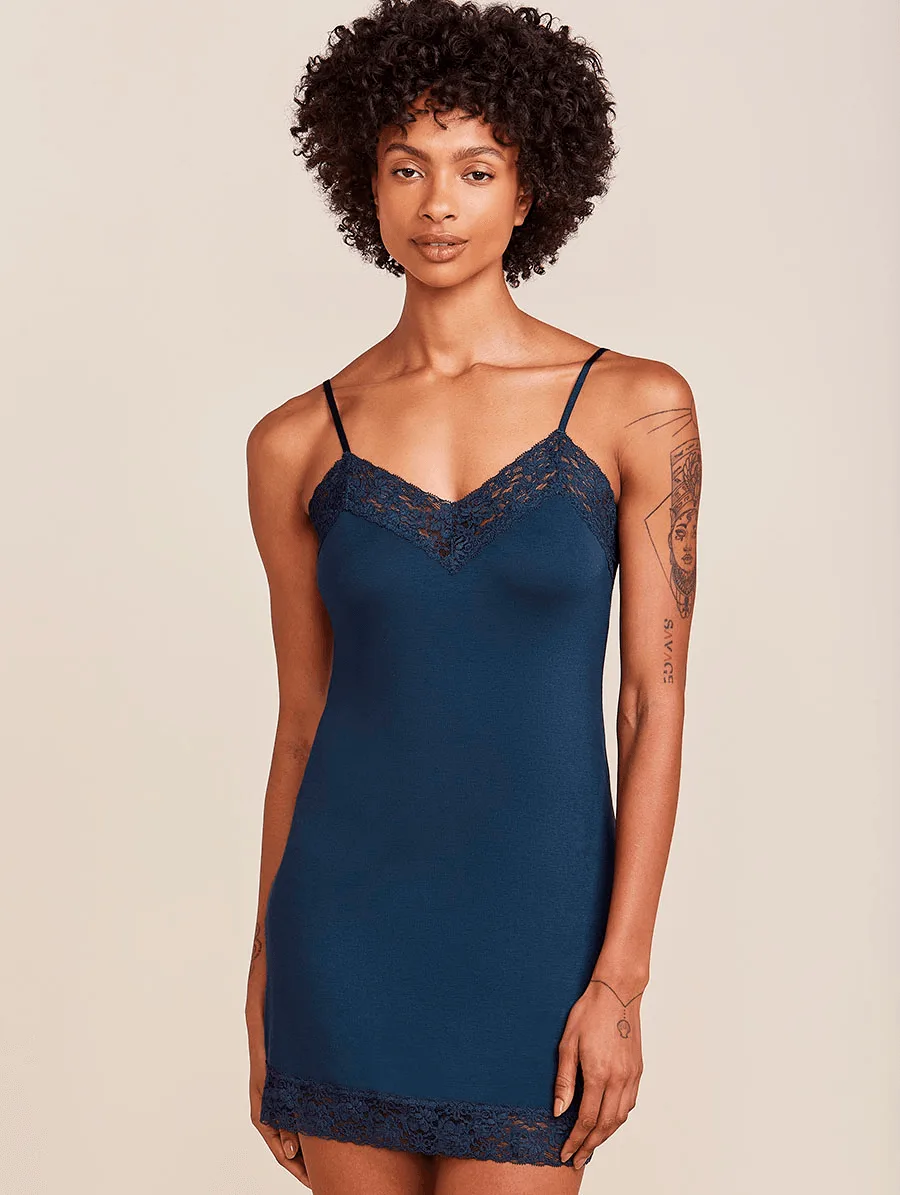Lace Trim Viscose Slip Dress