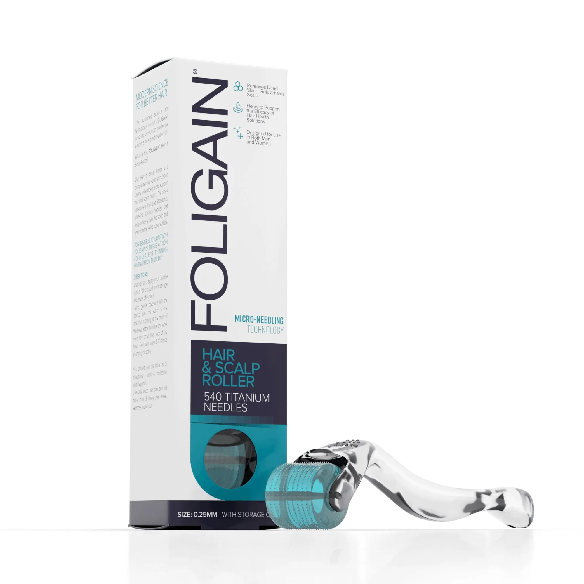 FOLIGAIN® hår- og hovedbundsrulle med 540 titanium 0,25 mm nåle