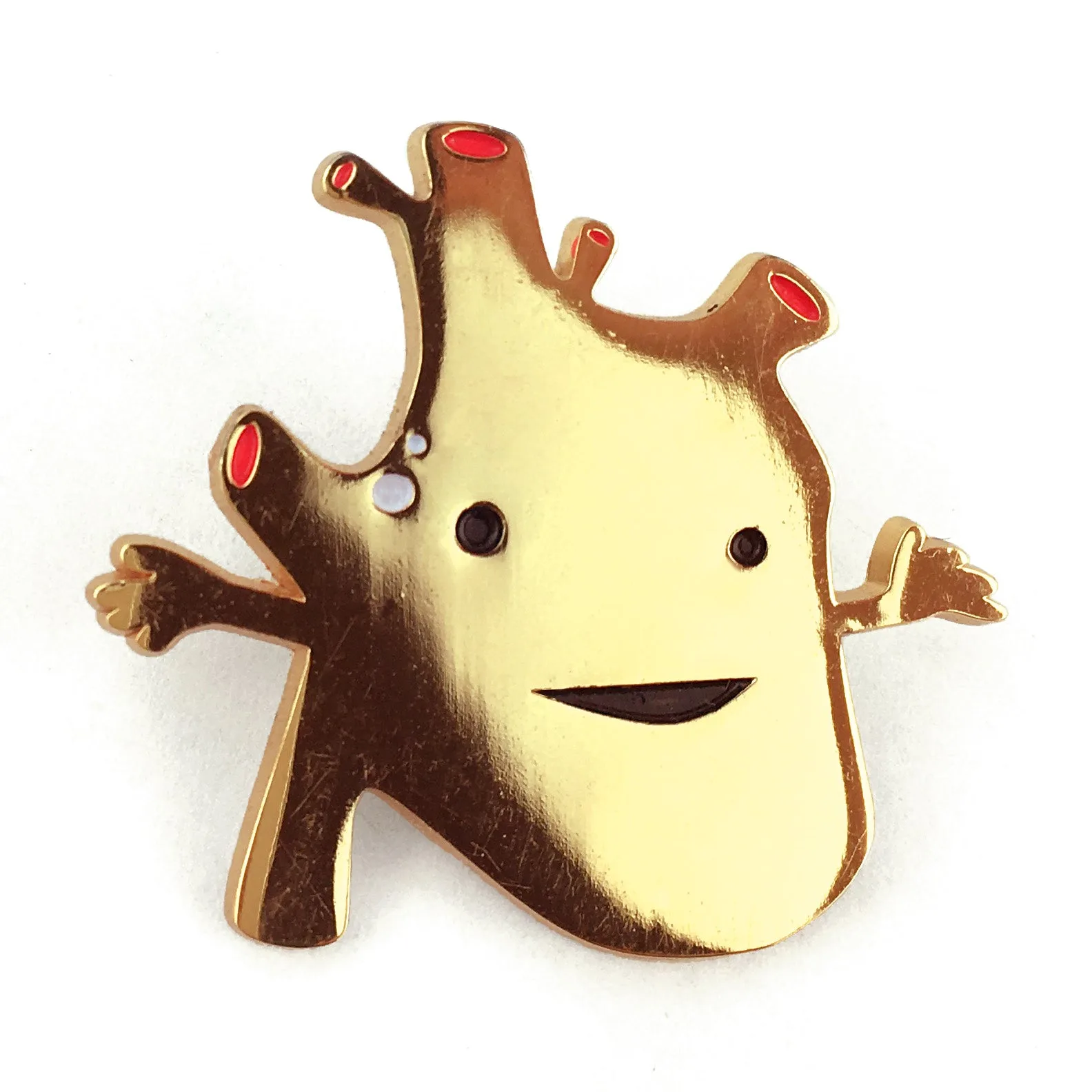 Pin de lapela em esmalte coração de ouro