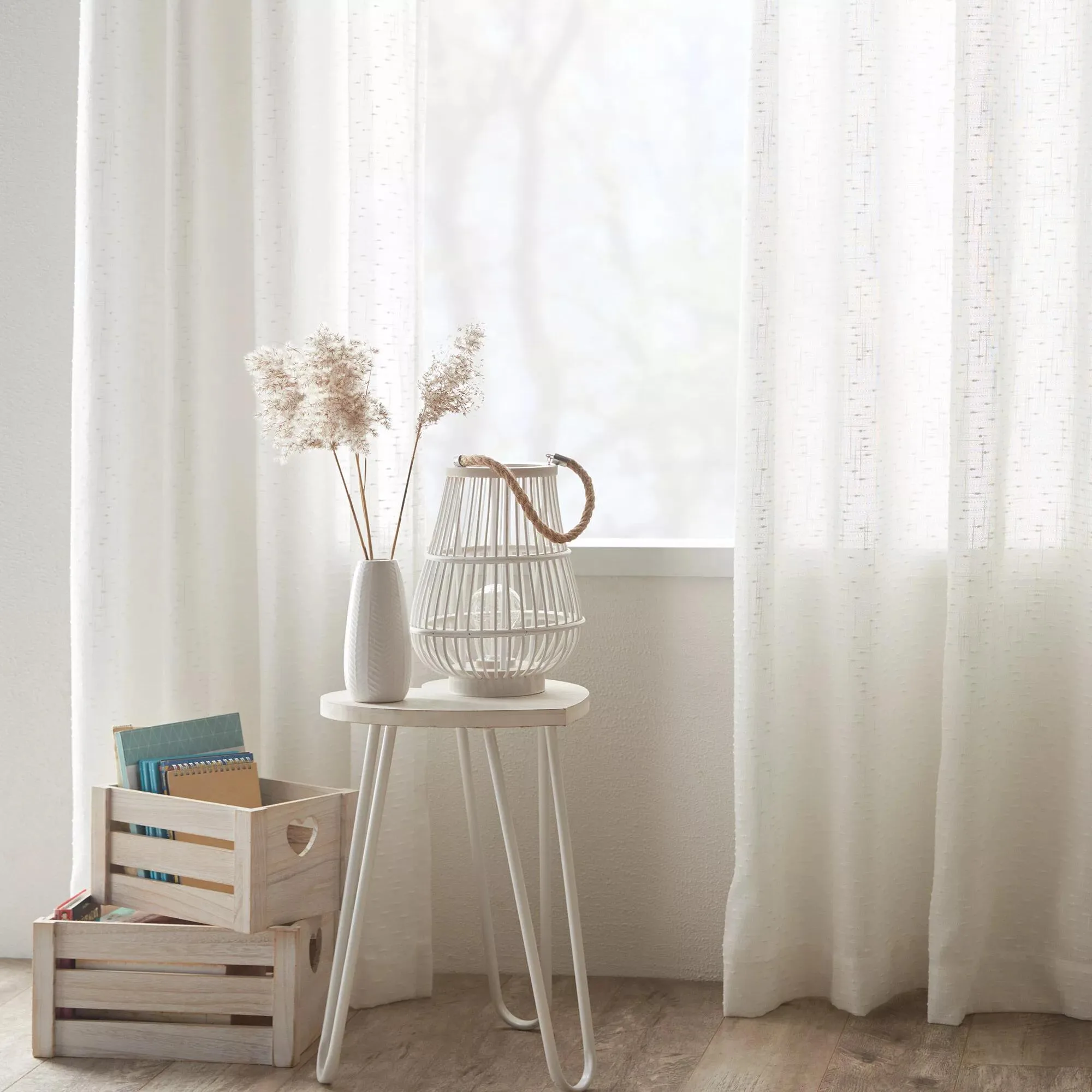 White Aroona Sheer Curtain