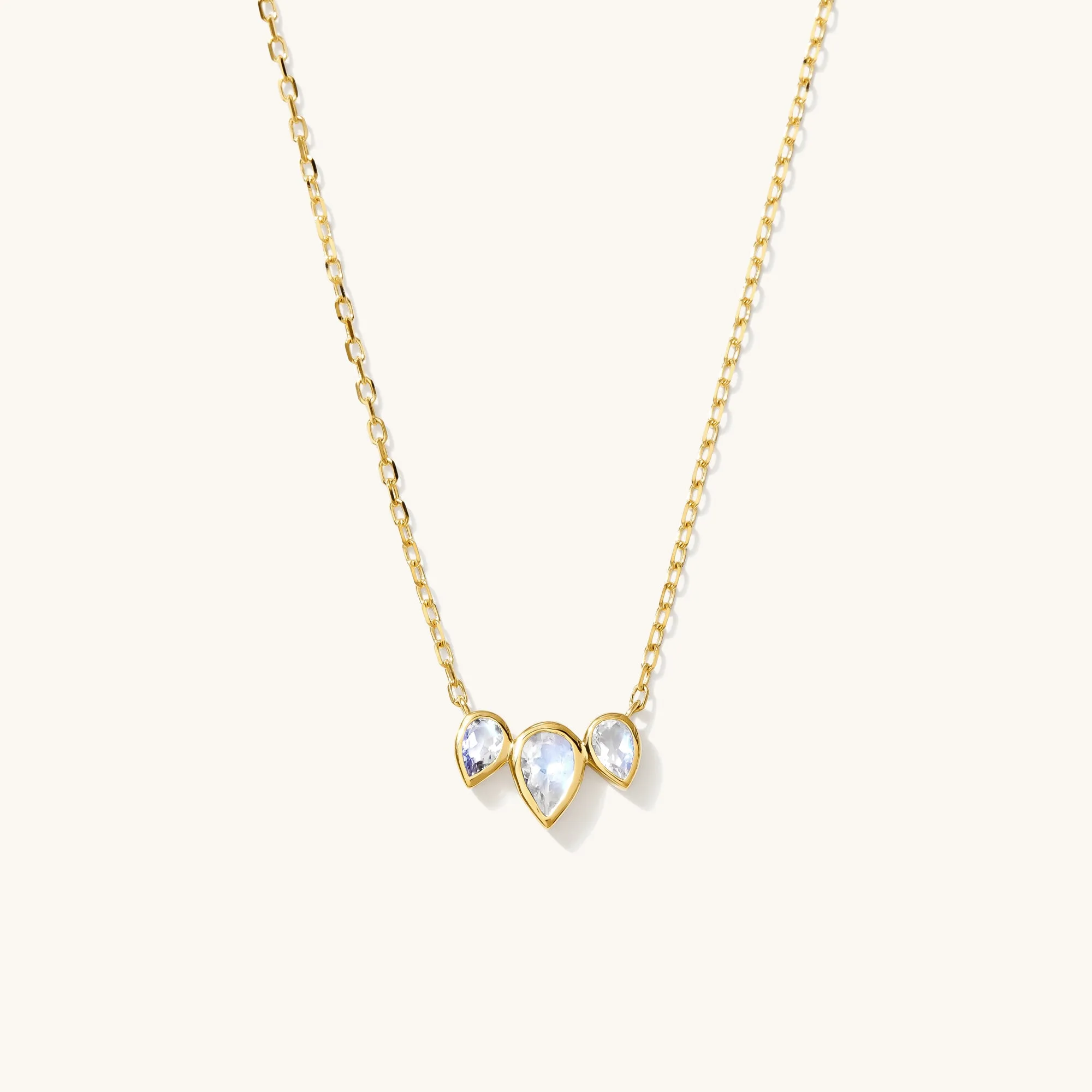 Triple Teardrop Moonstone Necklace