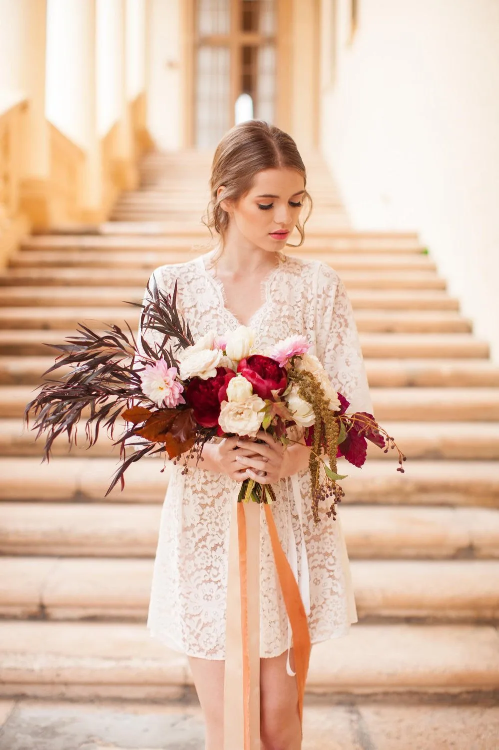 Elizabeth Lace Robe in ivory