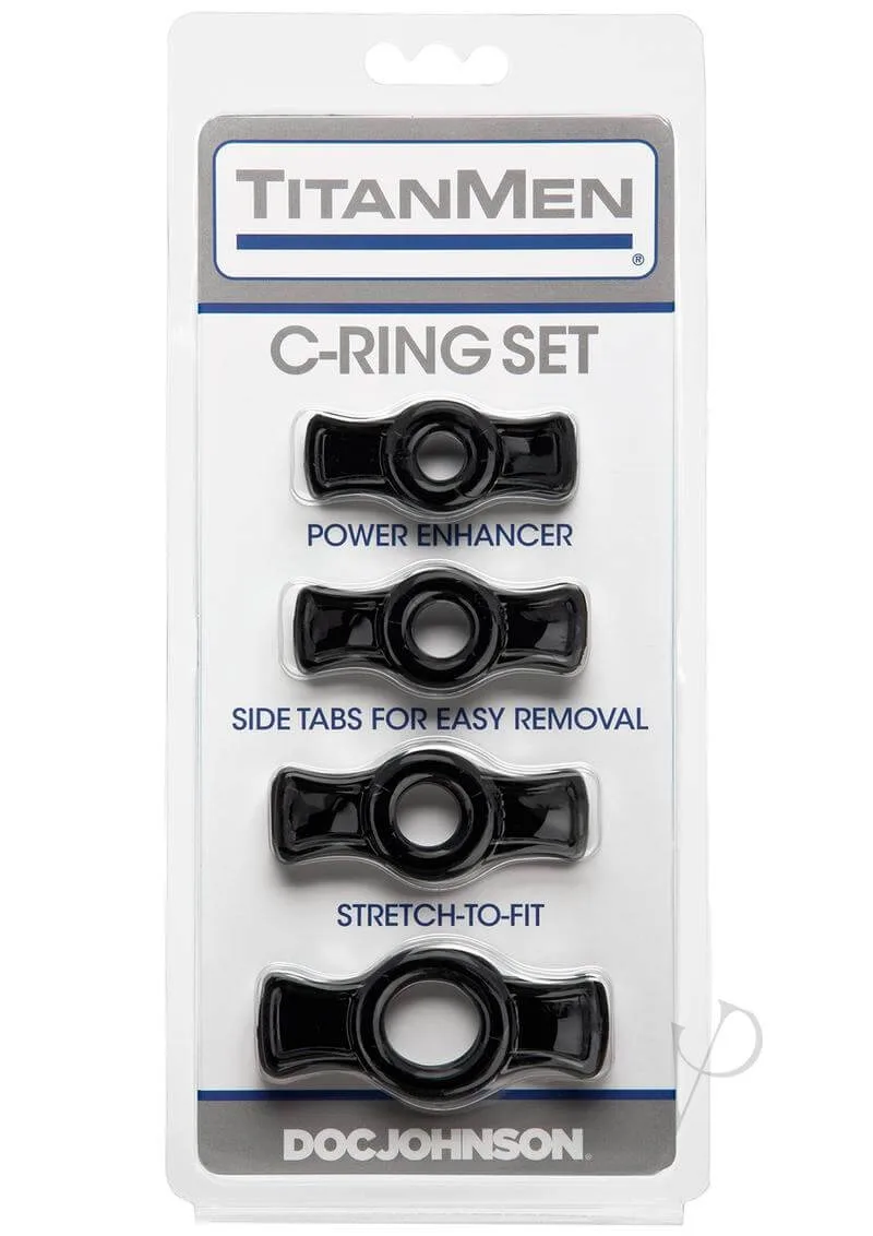 TitanMen Cock Ring Set Black | Convenient and Adjustable Pleasure Rings