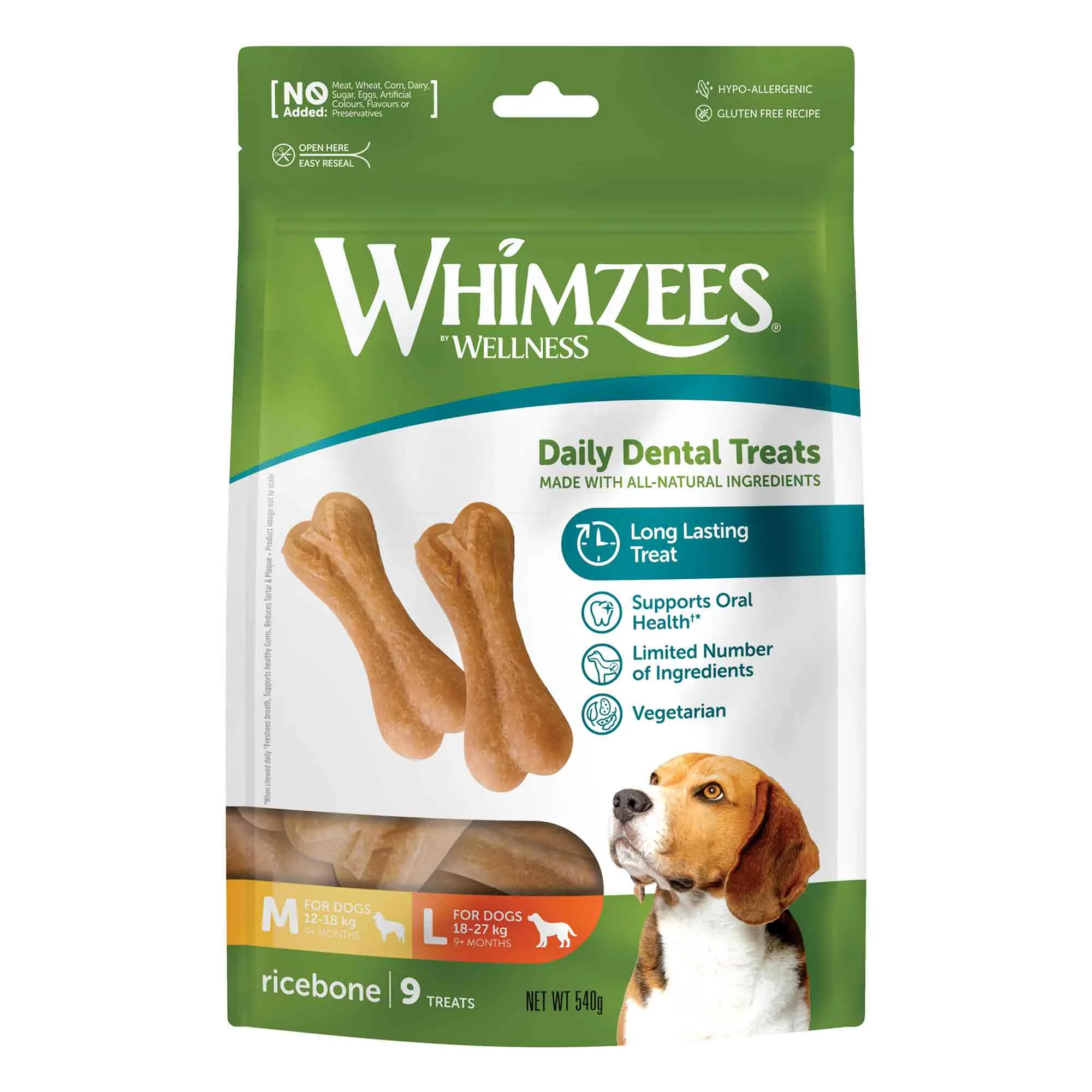 WHIMZEES Rice Bone Dental Dog Chew Treat - 9 pack