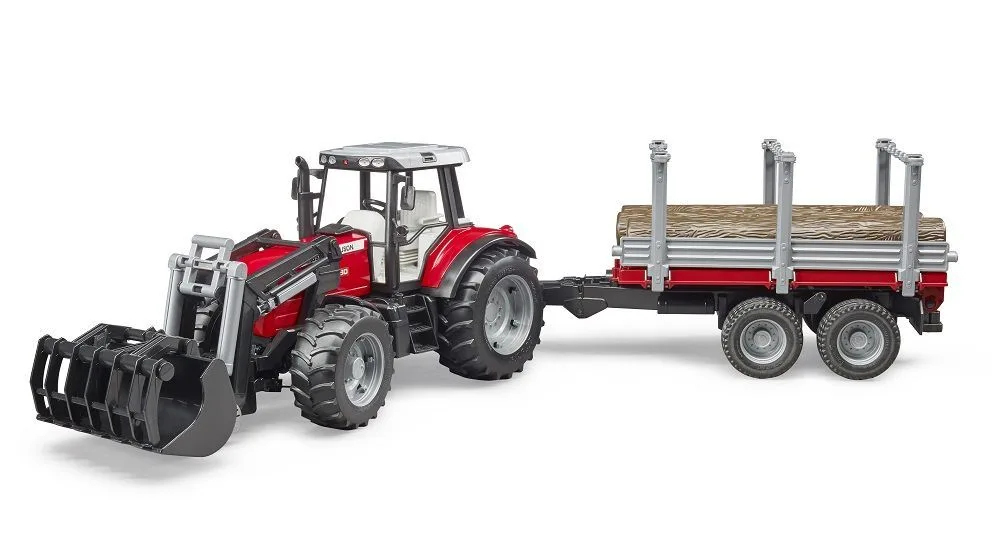 Bruder 02046 Massey Ferguson 7480 with Front Loader and Logging Trailer 26.10.10