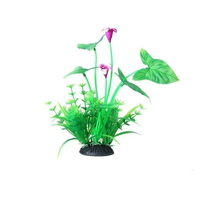 Artificial Aquarium Medium Plastic Purple Flower Plant