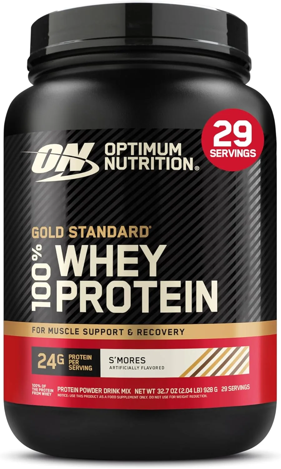 Optimum Nutrition New Flavor Gold Standard 100% Whey Protein Powder, S'Mores, 2 Pound (Pack of 1) (Packaging May Vary)