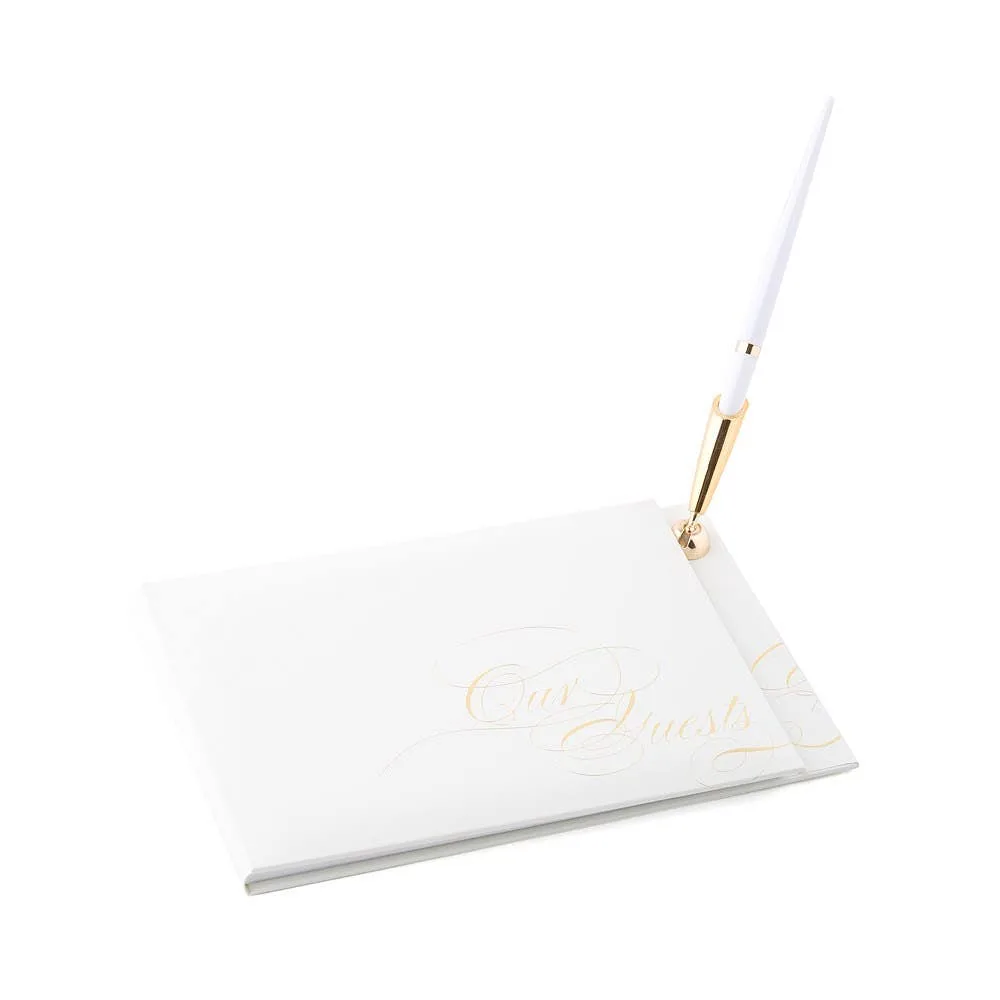Pure Elegance Special Occasion Guest Book with Blank Pages - White