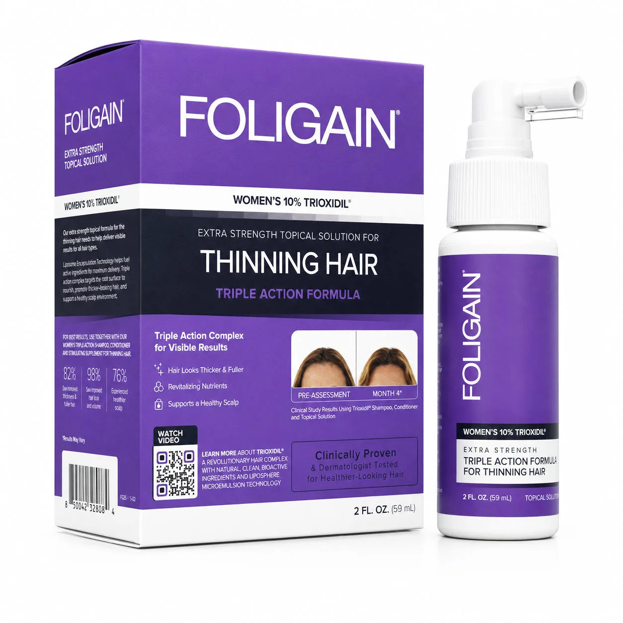 FOLIGAIN® Triple Action Complete Formula pro řídnoucí vlasy pro ženy s 10% TRIOXIDILEM®
