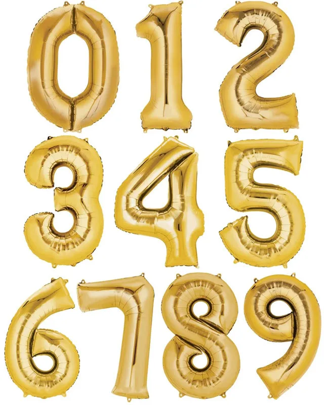 Palloncini numeri in foil oro - 16" riempiti d'aria