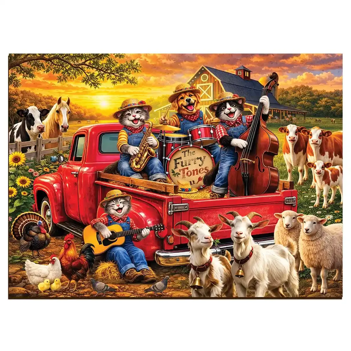 Cat Band on the Farm 1000 Wooden Puzzle