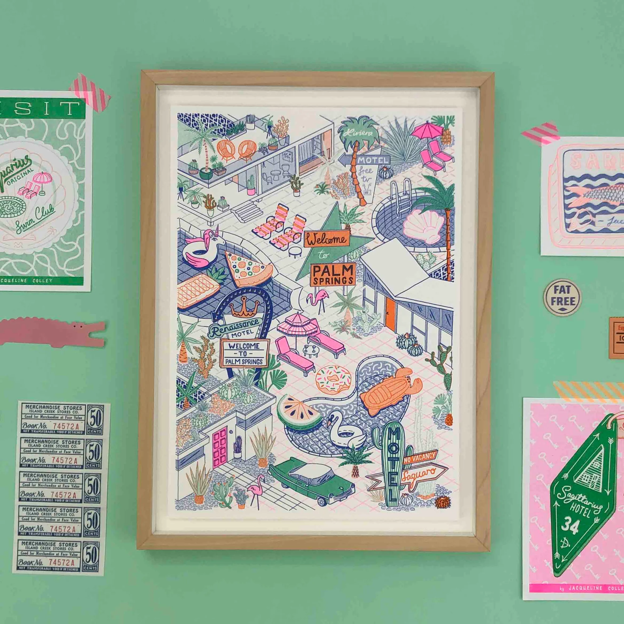 A4 Palm Sprints Riso print
