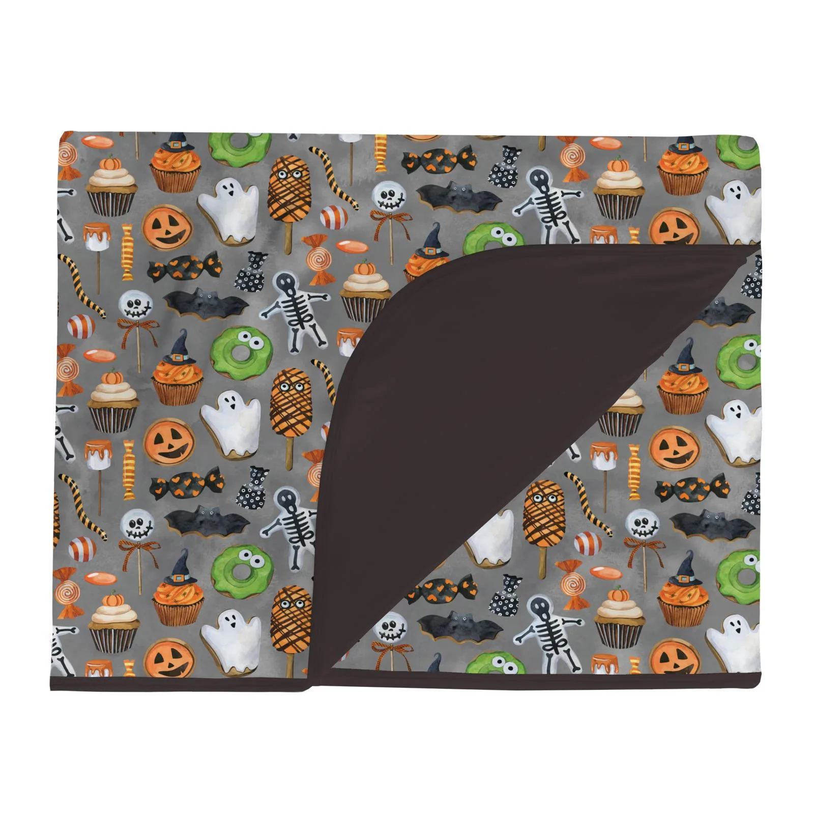Print Double Layer Throw Blanket in Halloween Treats