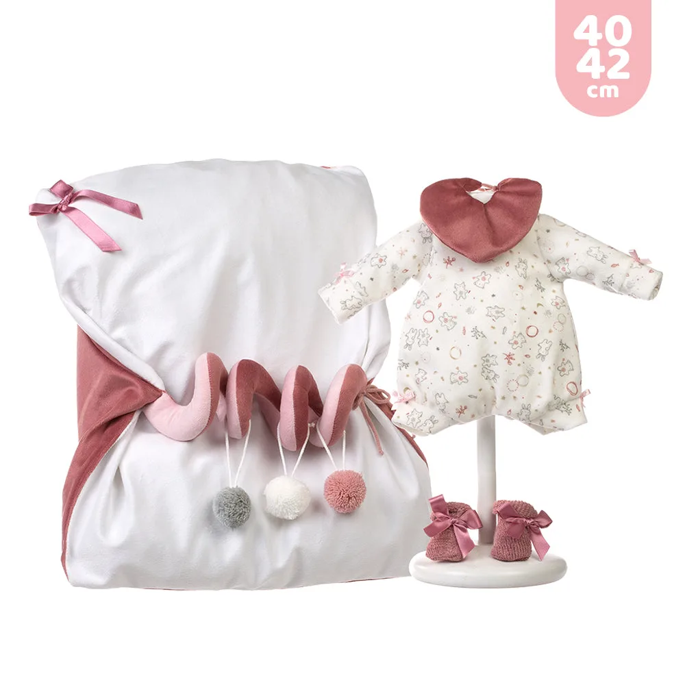 Kleid und Accessoire für Neugeborene 42 cm