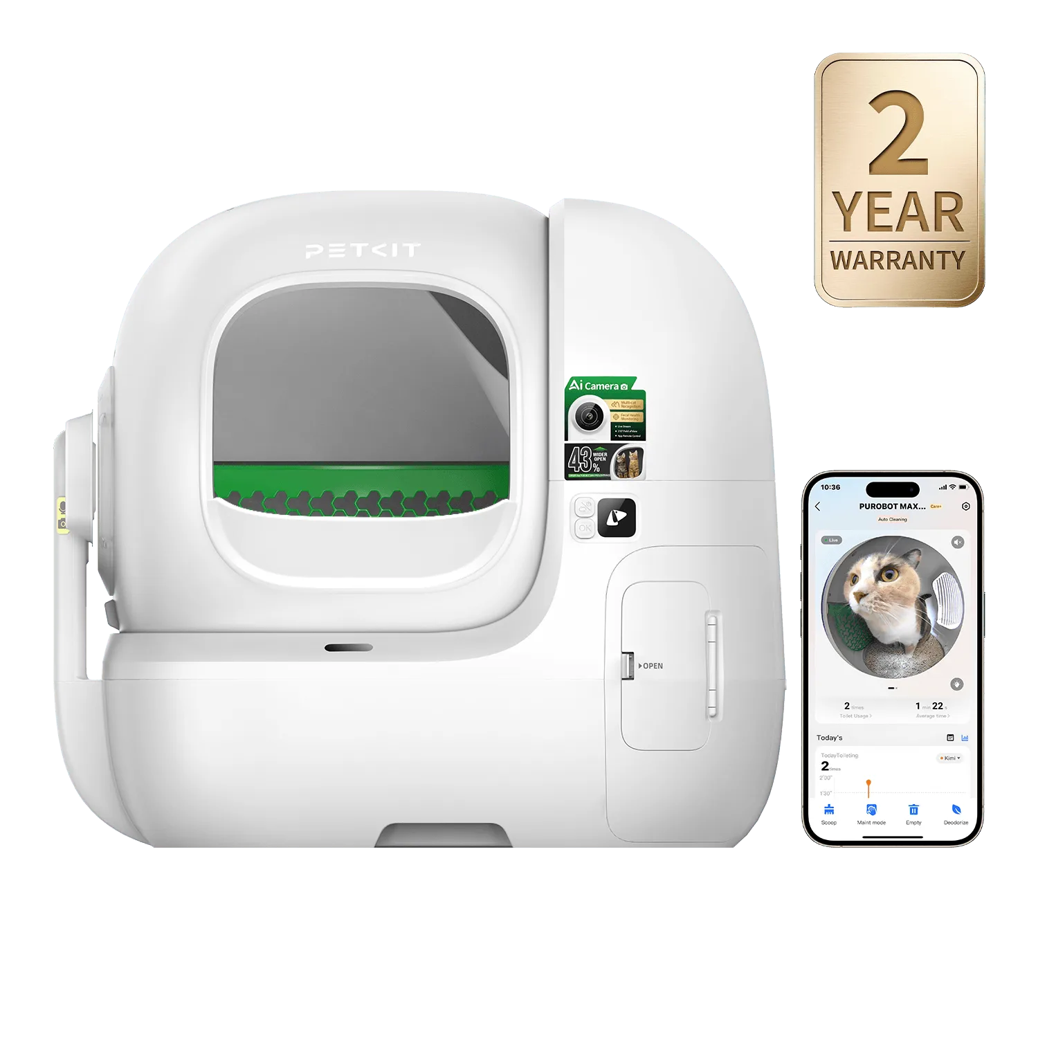 Purobot Max Pro 2 Automatic Cat Litter Box (Fence 2.0 Included)