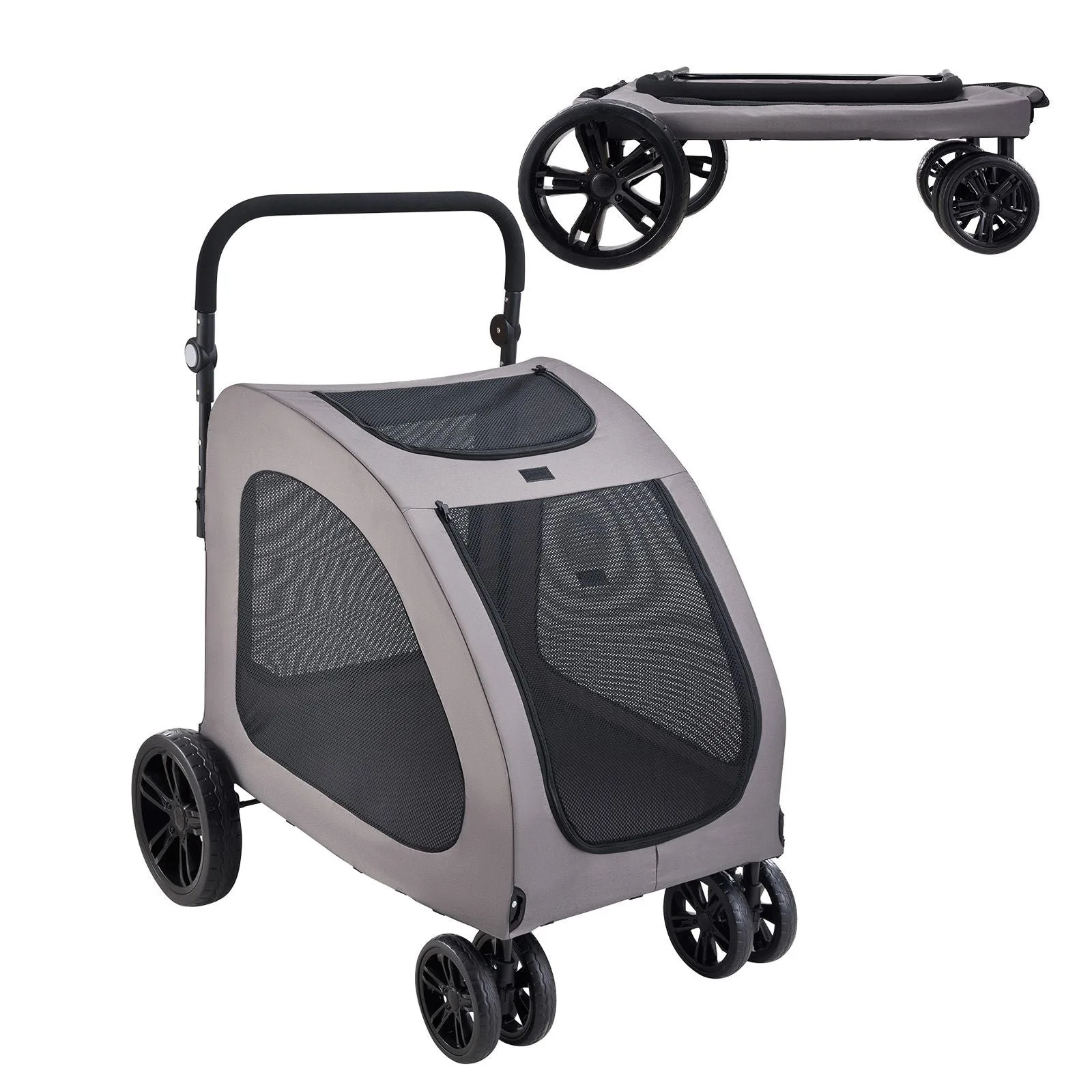 VEVOR ペット用ストローラー、ブレーキ付き4輪犬用カート、耐荷重160ポンド