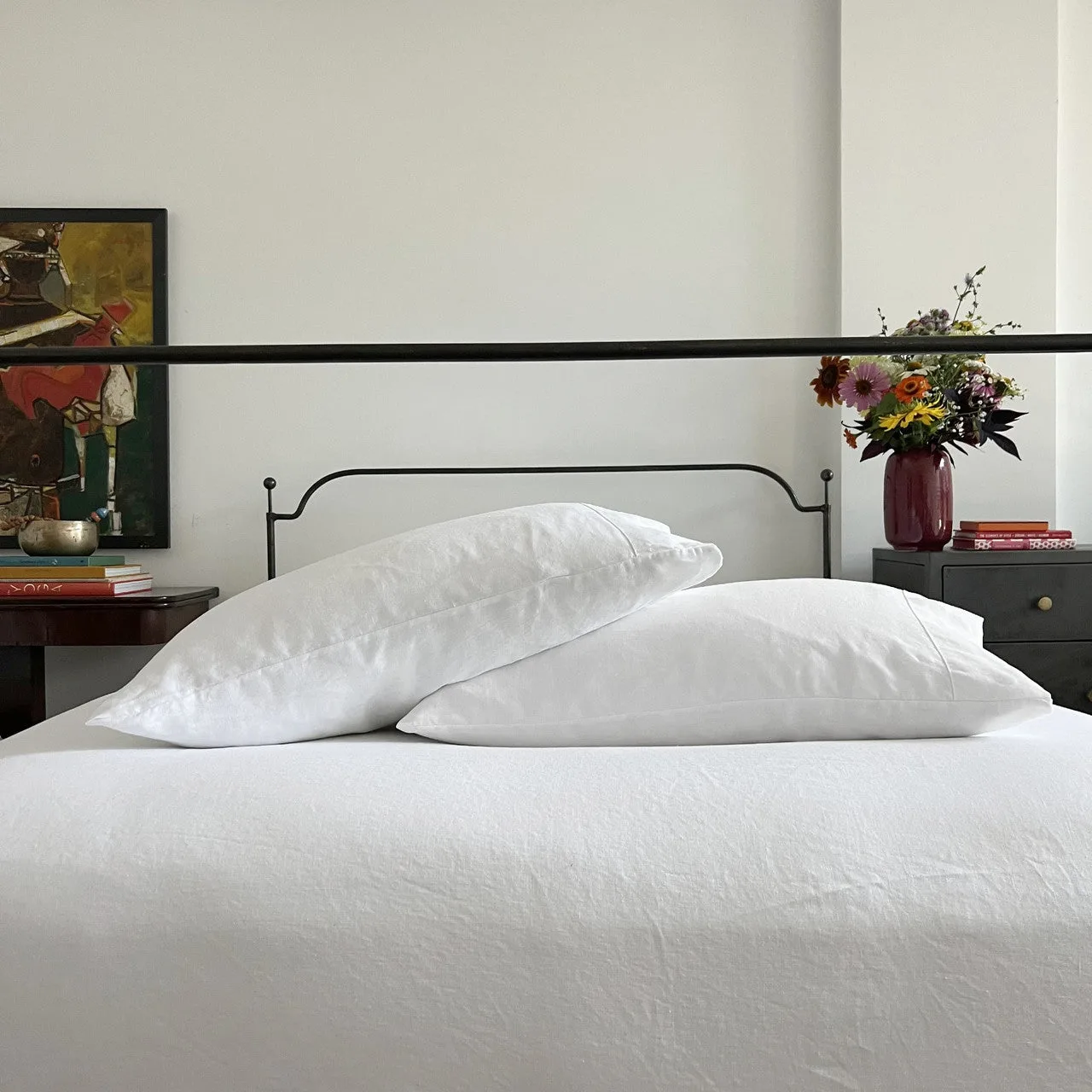 White Linen Pillowcase