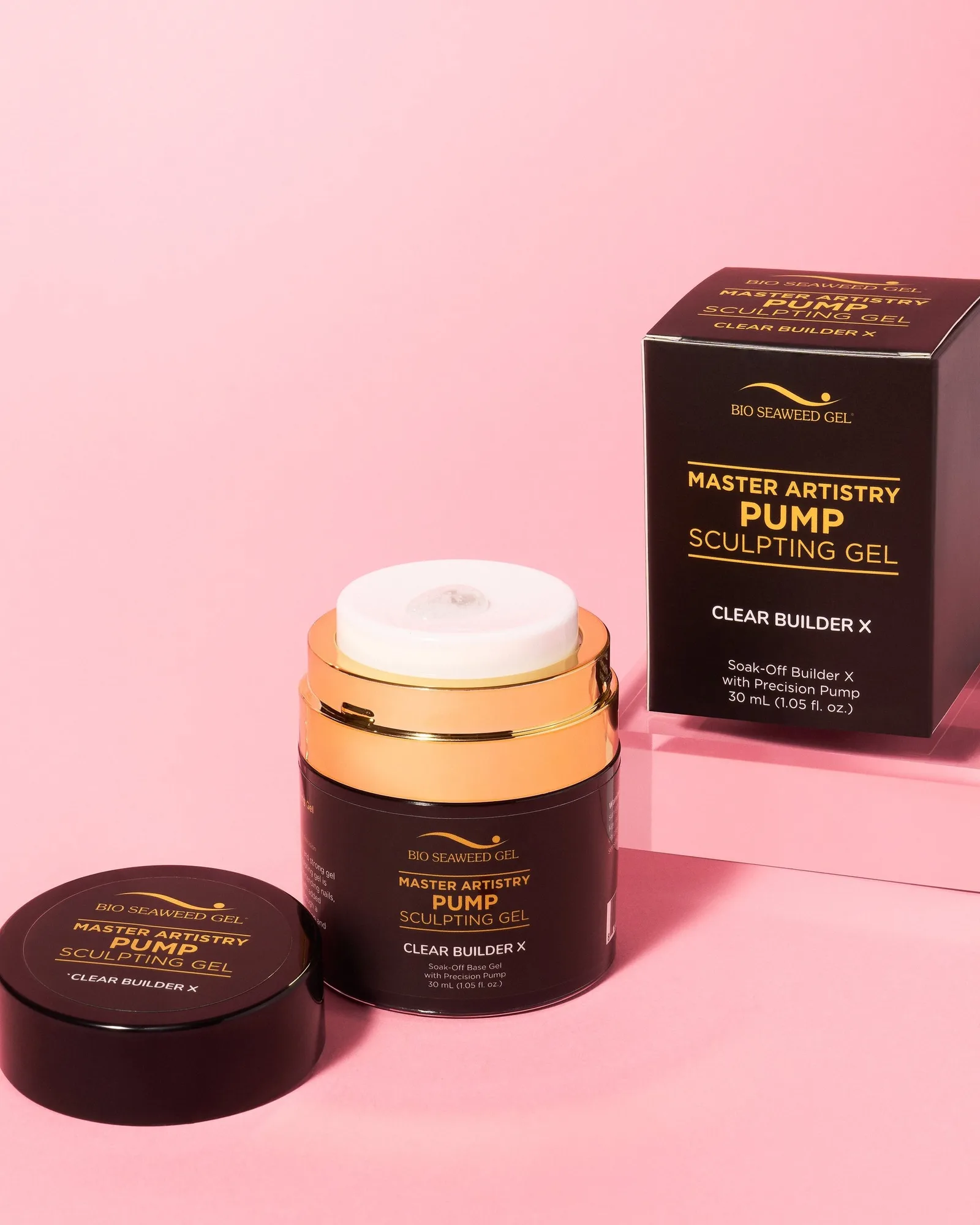 Master Artistry Pump Clear vs. Pink Builder X Sculpting Gel