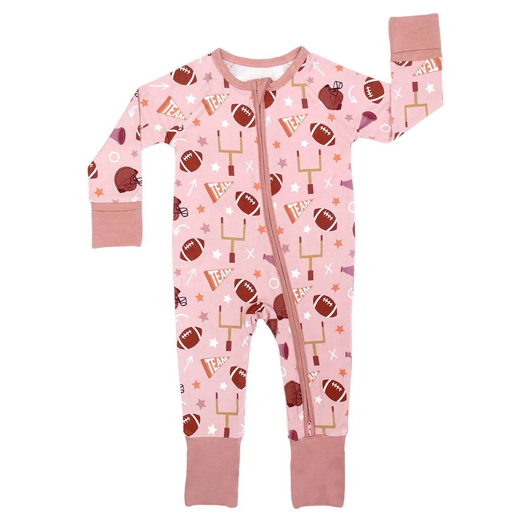 Game Day Rose Football bamboe convertibele baby-pyjama