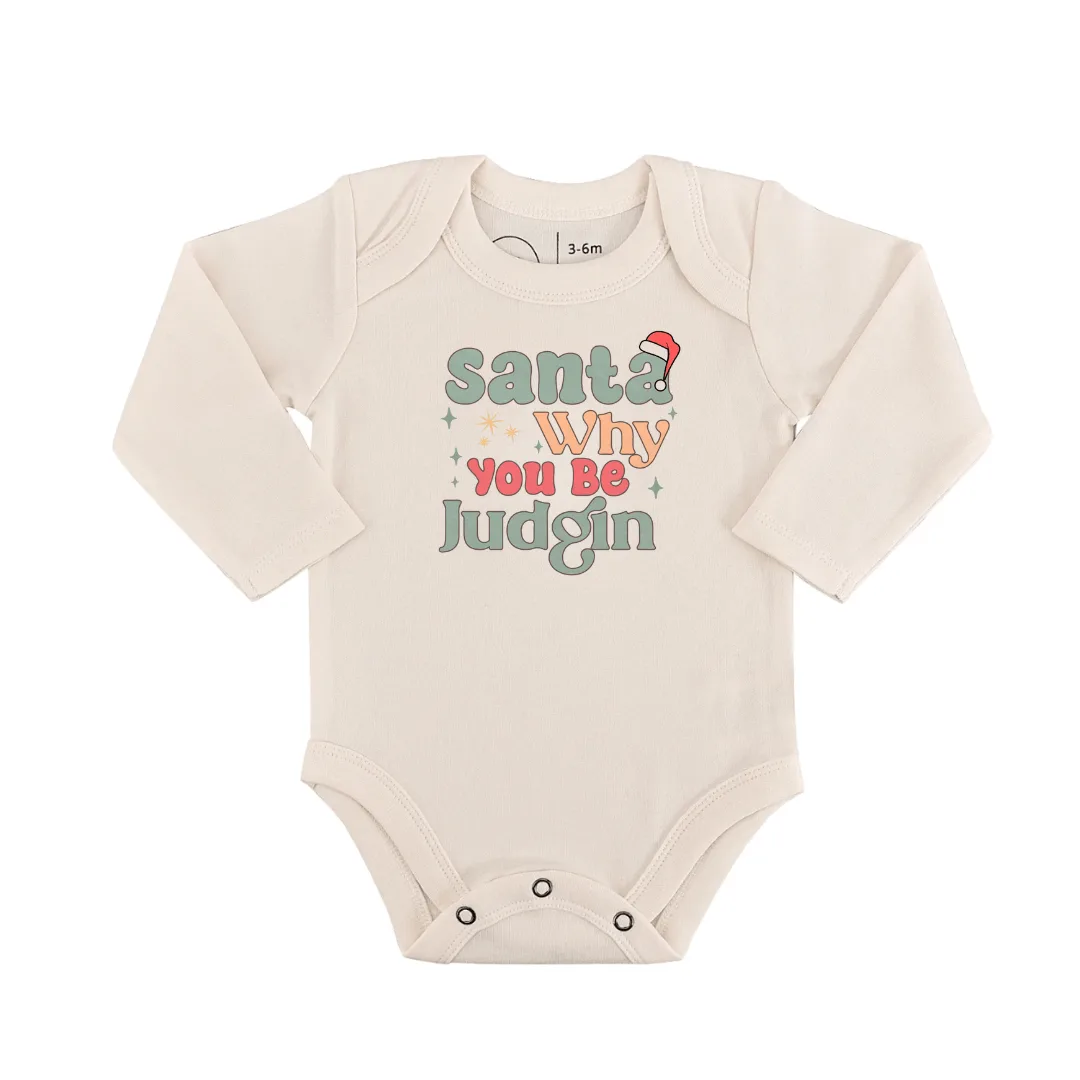 long sleeve graphic bodysuit | why be judgin