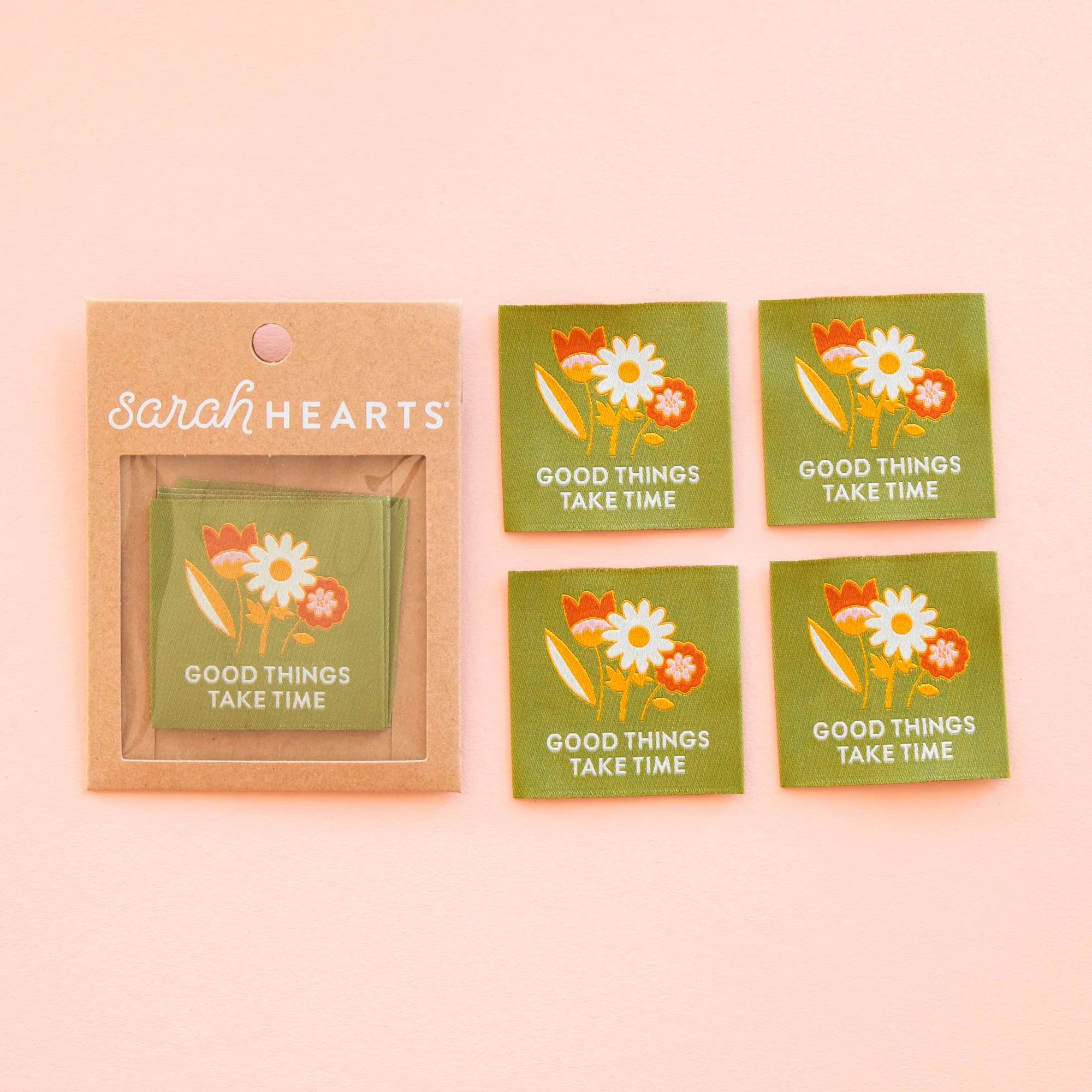 Good Things Take Time Woven Sewing Labels