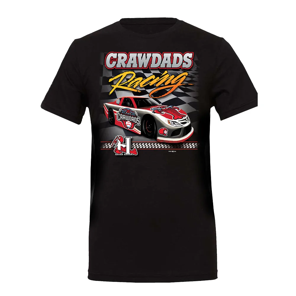Hickory Crawdads Checkered Flag Tee: Design und Passform