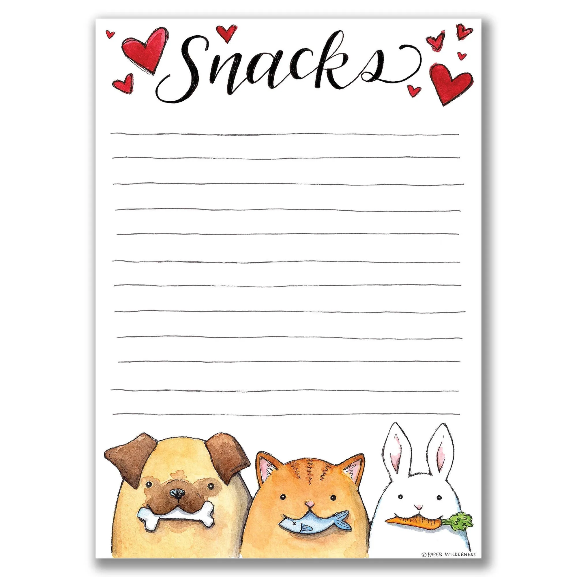 Snacks Dog Cat Bunny Grocery List Notepad Notes