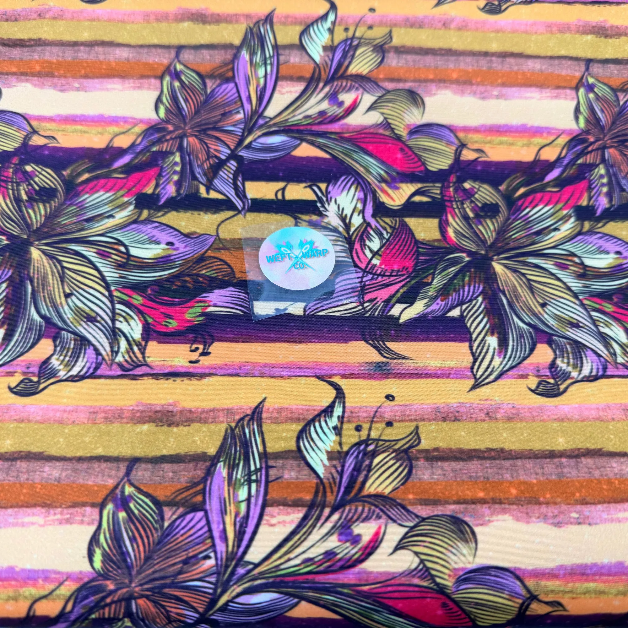 Sewing Weft & Warp Slick Orange Stripe Floral Easily