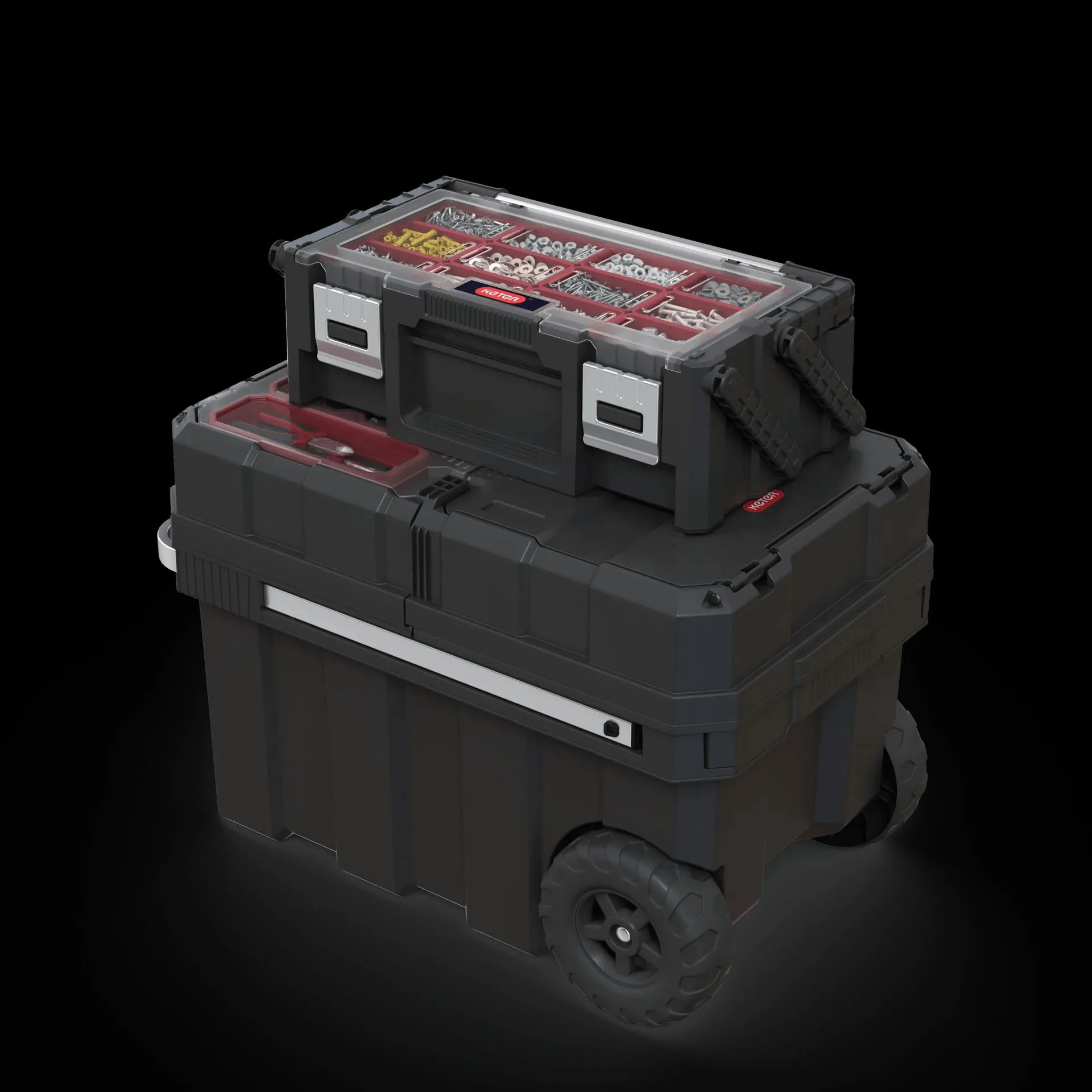 Masterloader Rolling Tool Box with Cantilever Organizer - Black
