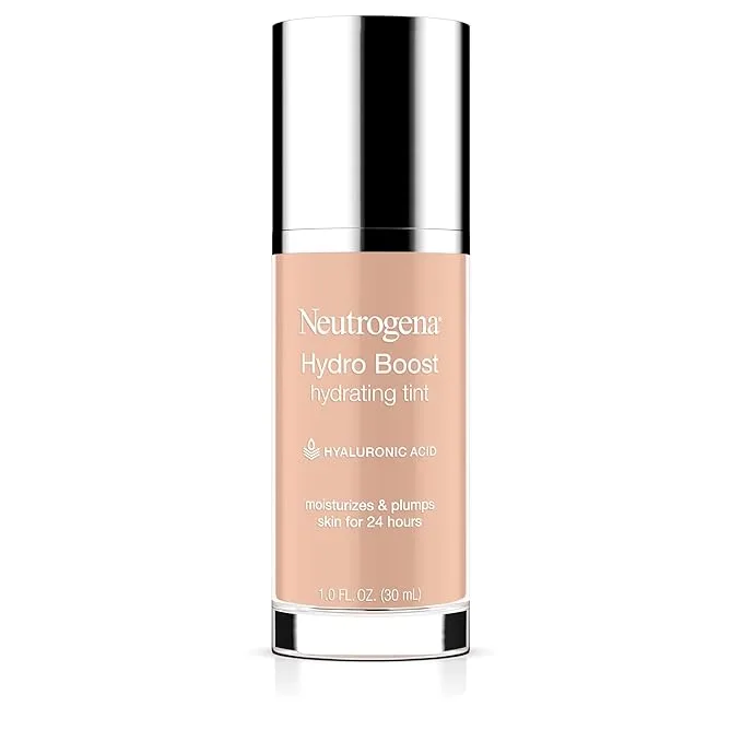 Neutrogena Hydro Boost Hydrating Tint Foundation Makeup for Dry Skin, with Hyaluronic Acid, Lightweight Oil-Free Water Gel, Non-Comedogenic, 20 Natural Ivory, 1.0 fl. oz