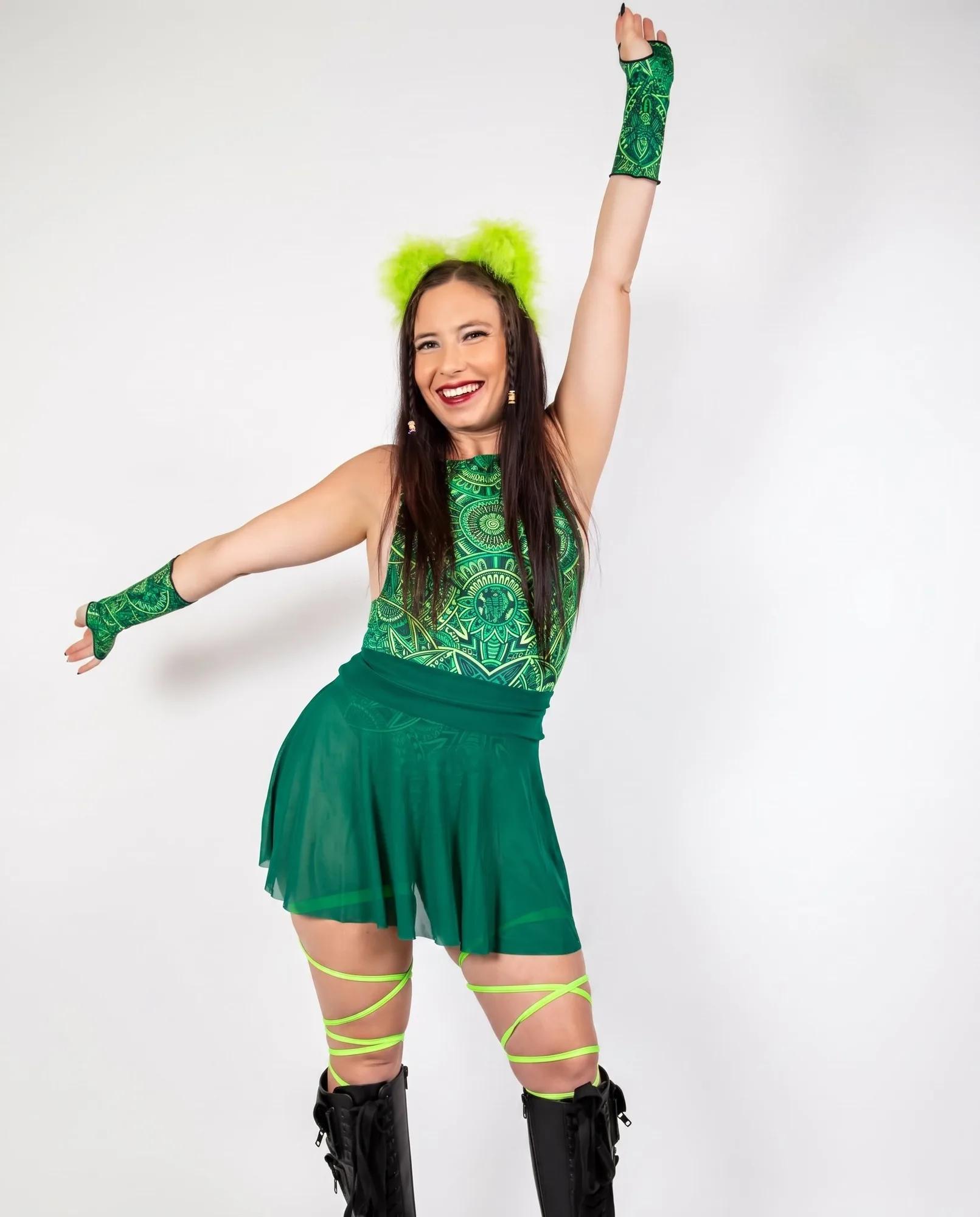 Emerald Mesh Skater Skirt
