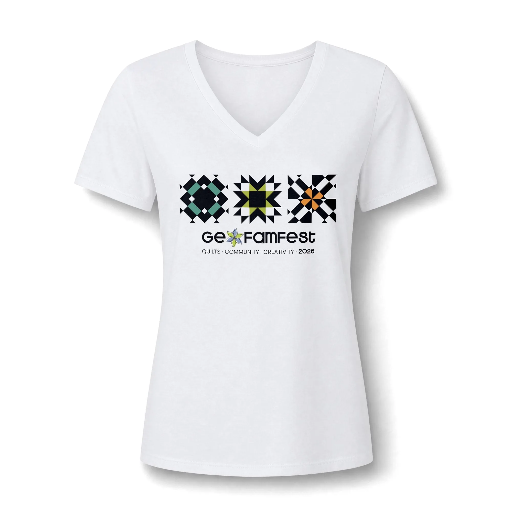 FamFest 2026 Quilt Block Women's V-Neck Tee