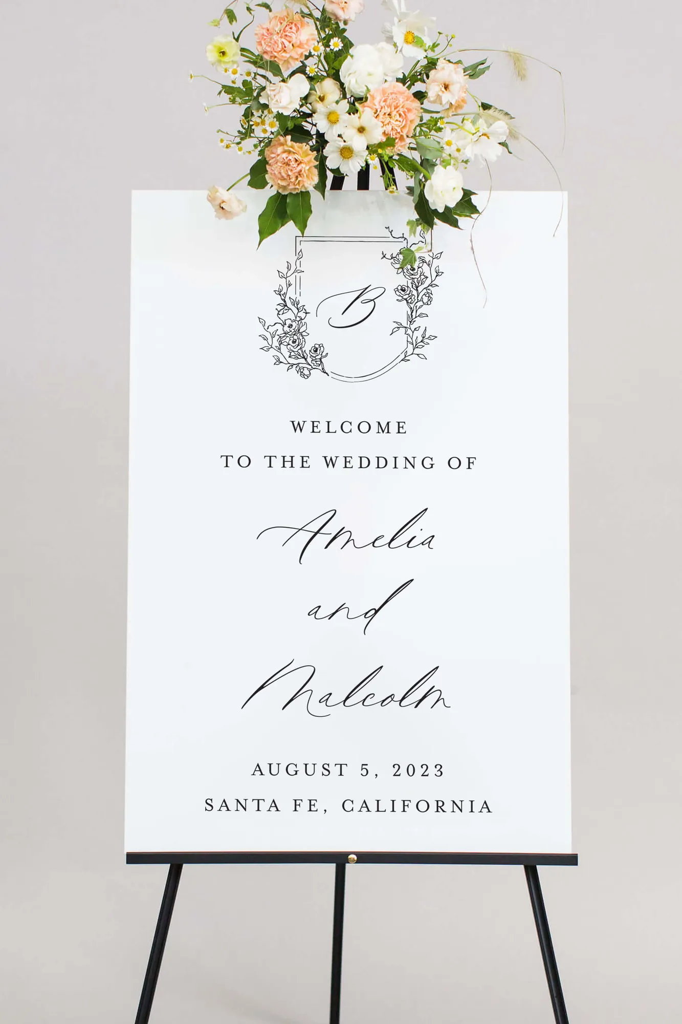 The Amelia | Monogram Wedding Sign